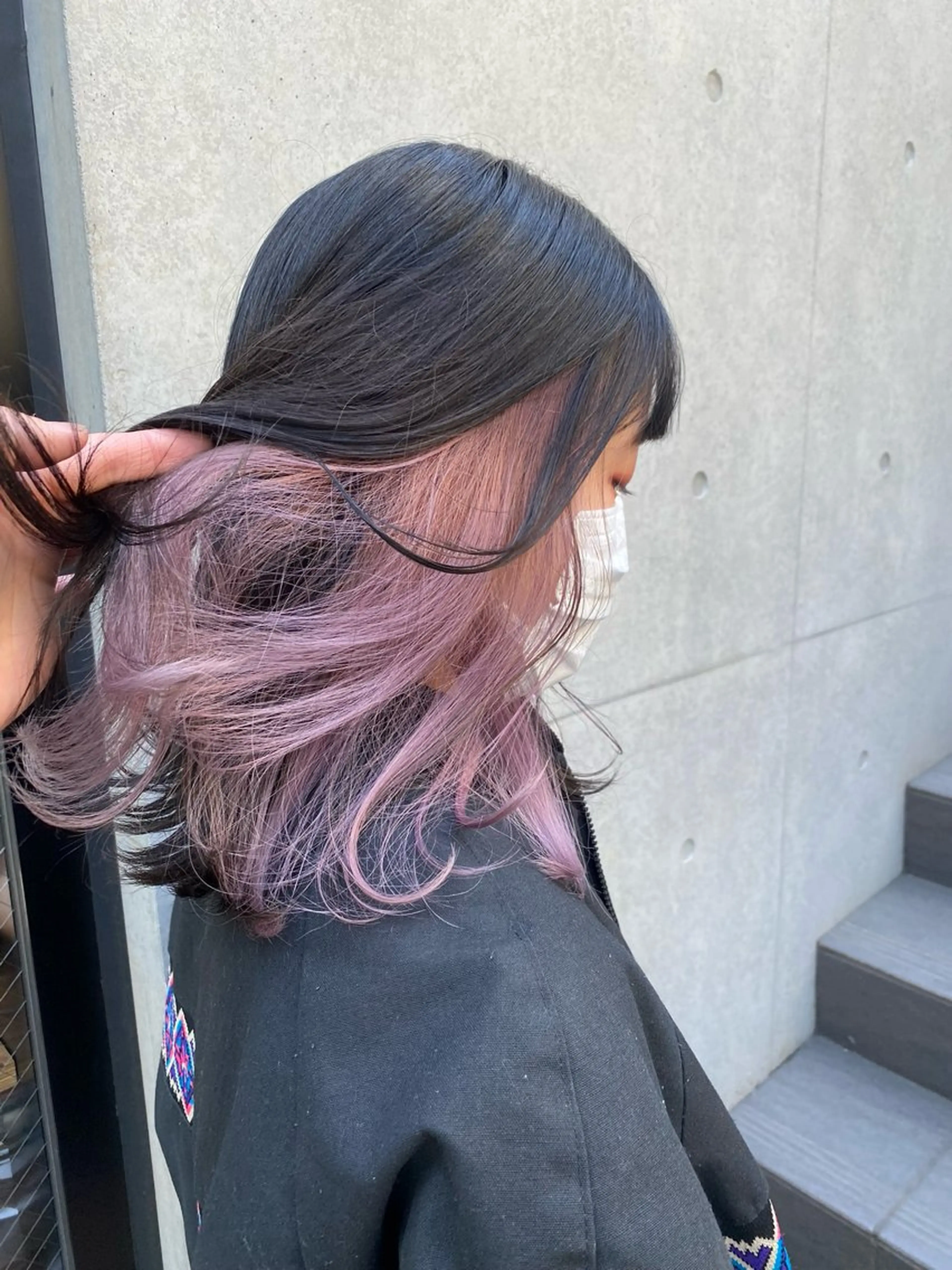 セミロング カラー アディクシーカラー バレイヤージュ ブリーチ デザインカラー ダブルカラー ヘアカラー トリートメント レイヤーカット nude ヘア大和のヘアスタイル