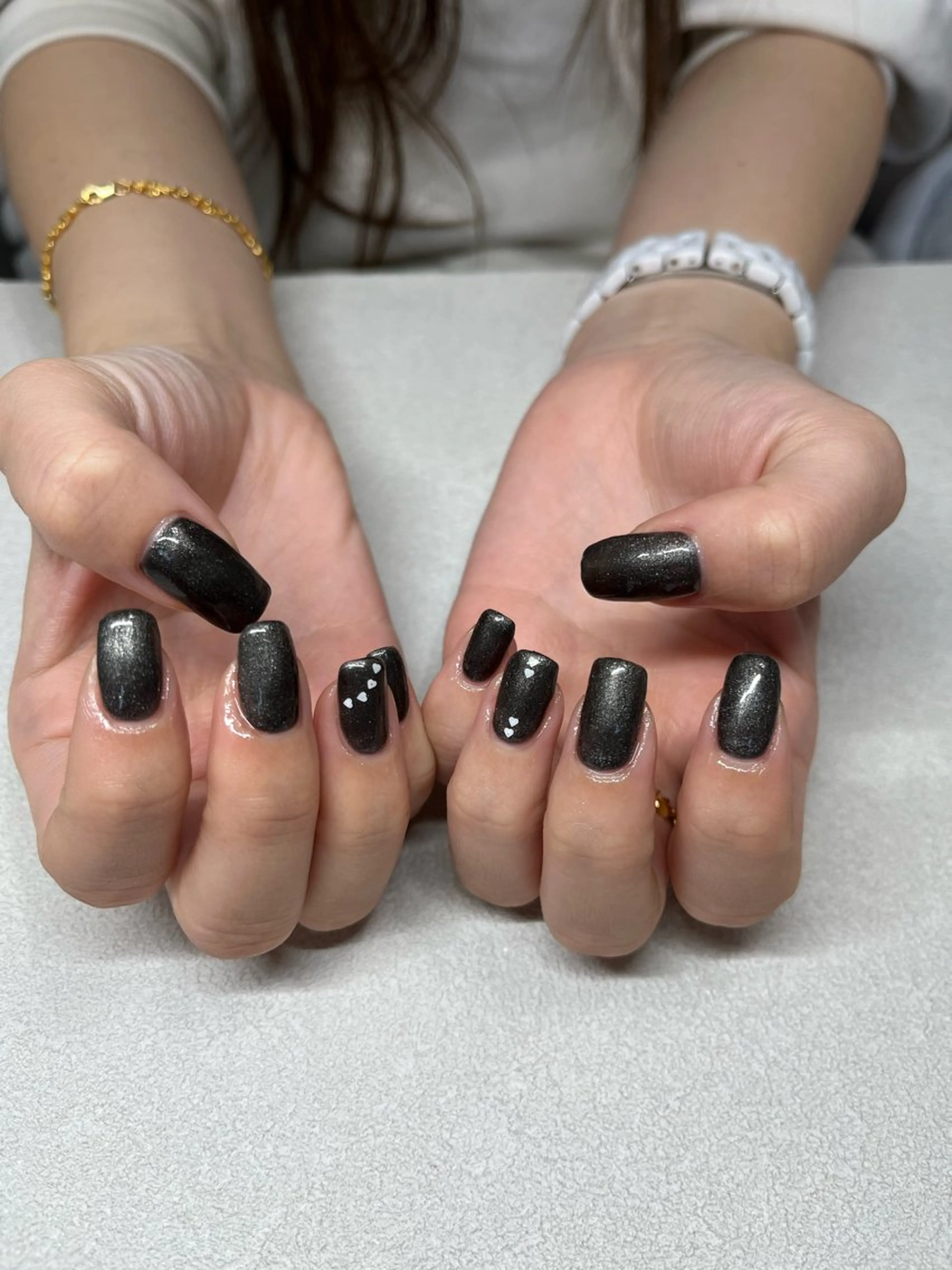 ネイル ハート マグネットネイル ホワイト HUU.所属・HUU. riko 二俣川のネイルデザイン