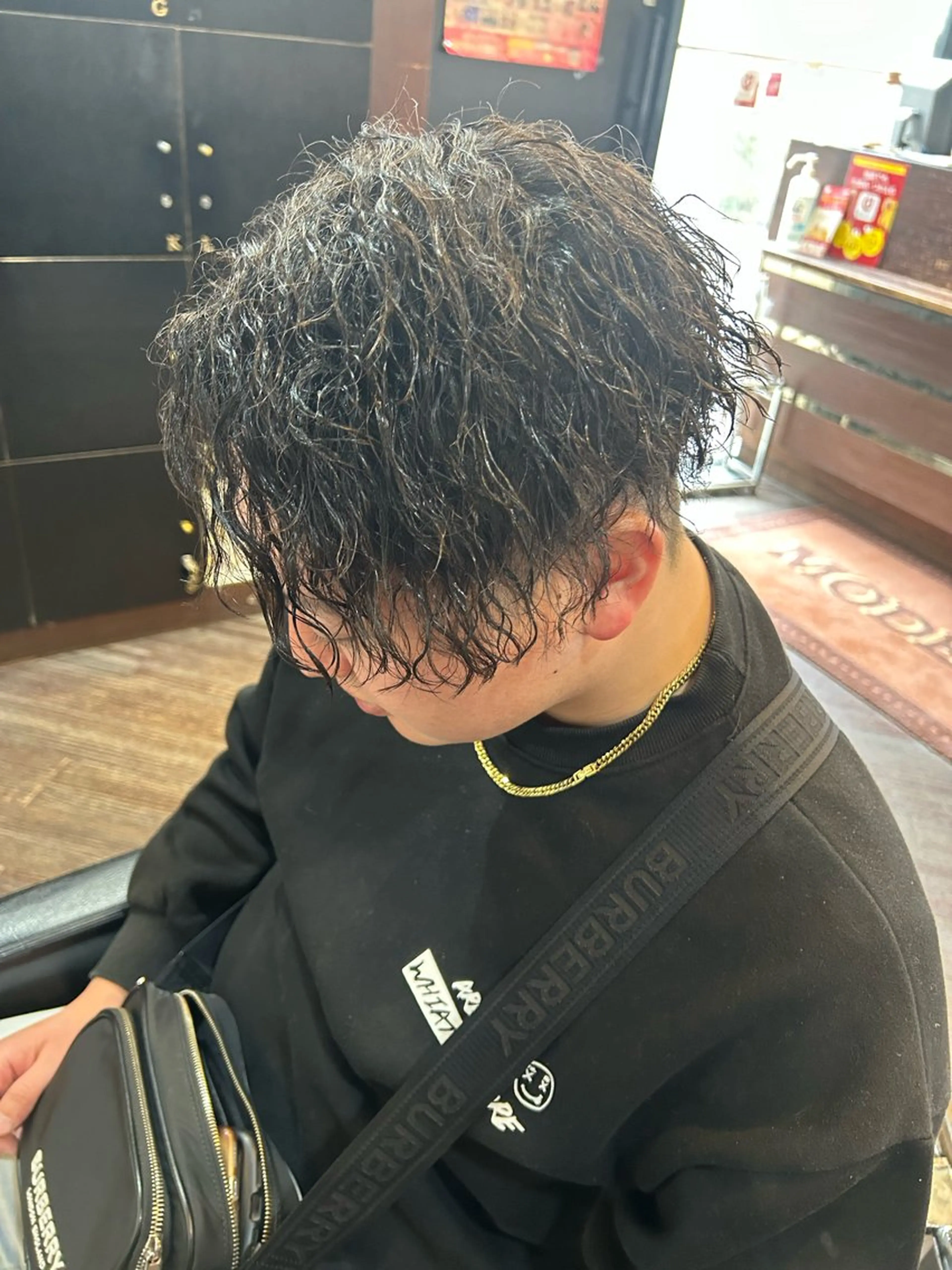 ミディアム パーマ メンズ 大阪/梅田/シャドウ パーマ/ノボリユウタのヘアスタイル