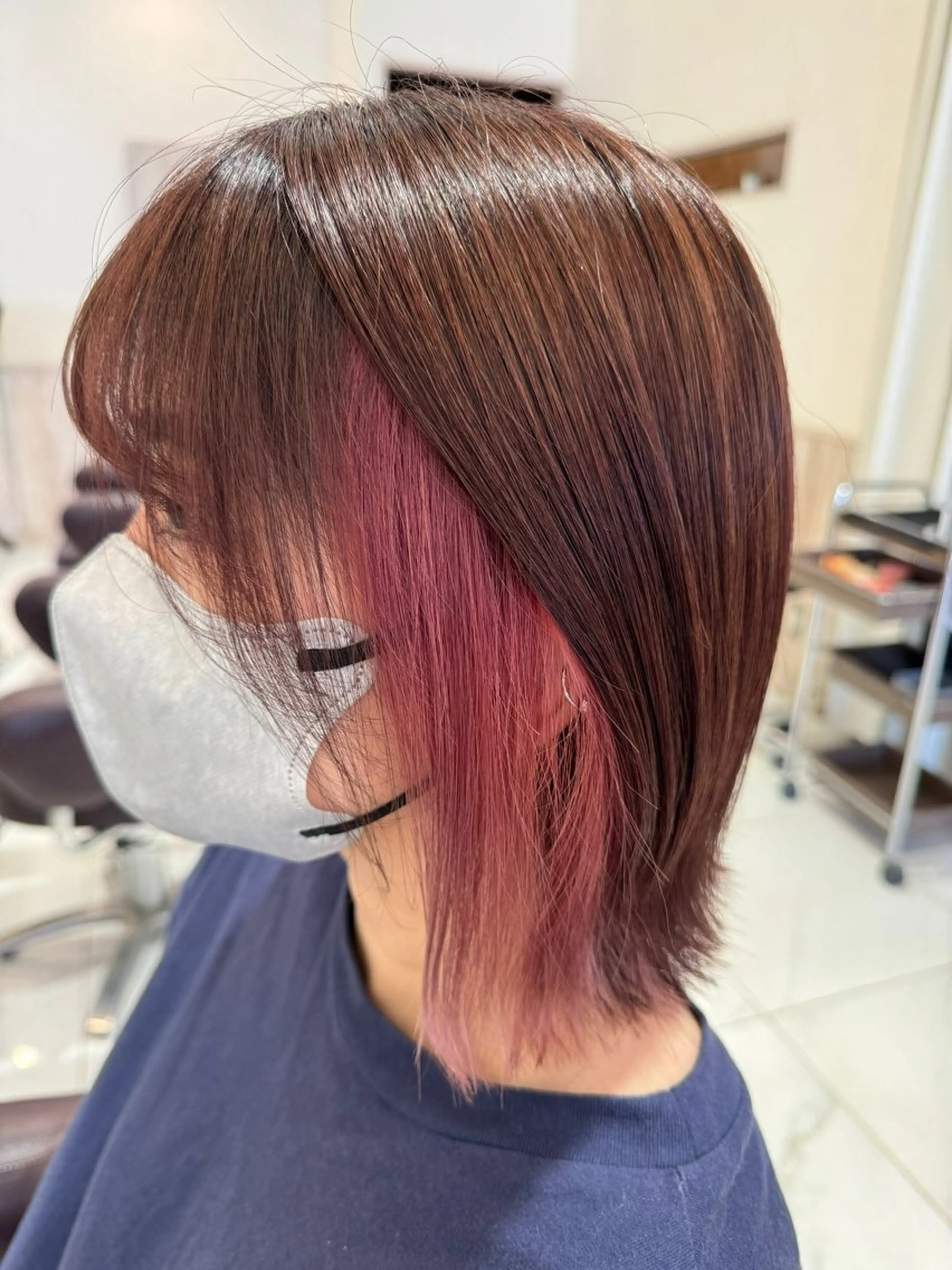 ショート カラー インナーカラー ピンクカラー ボブ GRANDEUR 村越 捺稀のヘアスタイル