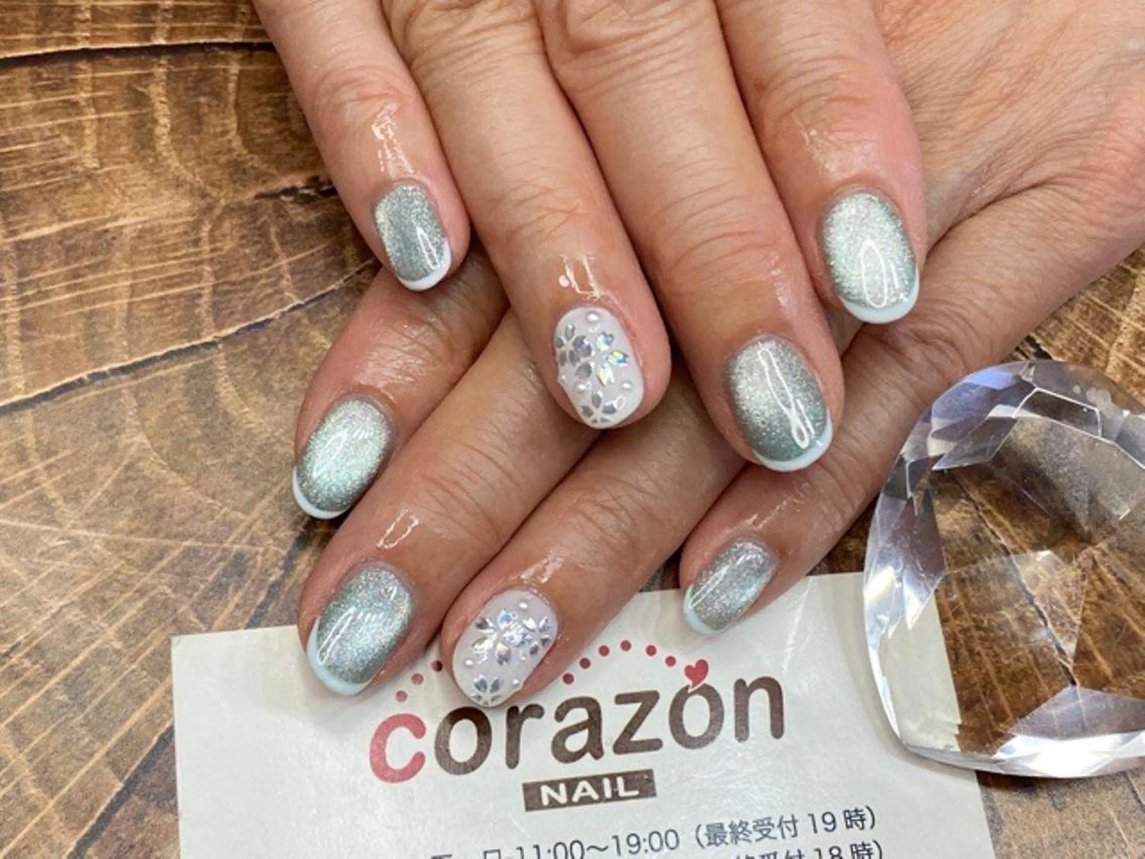 ネイル アートネイル 桜ネイル 水色 マグネットネイル ワンカラーネイル corazon所属・ネイリスト aicoのネイルデザイン