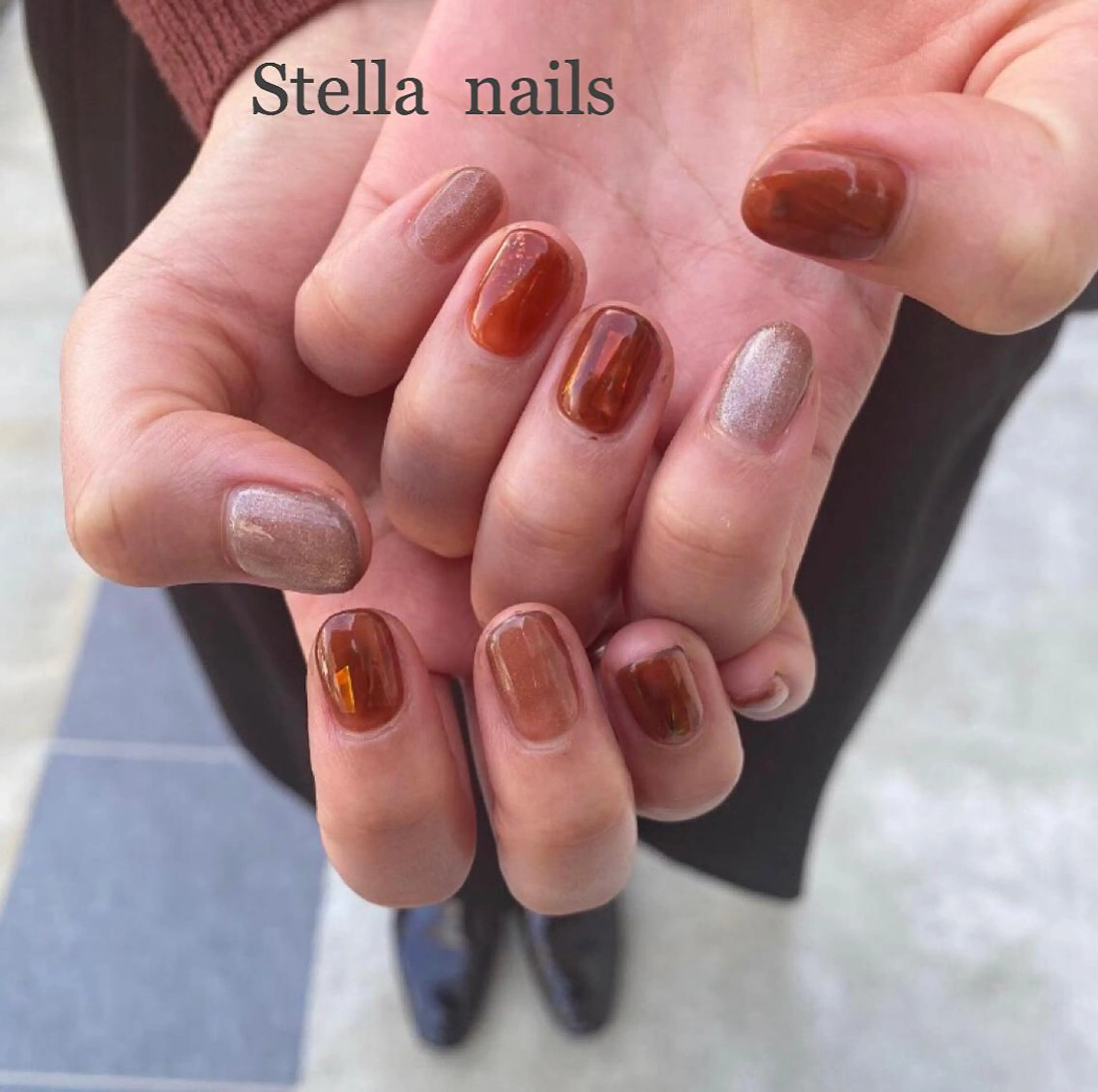 ネイル ブラウン Stella nailsのマツエク・マツパデザイン