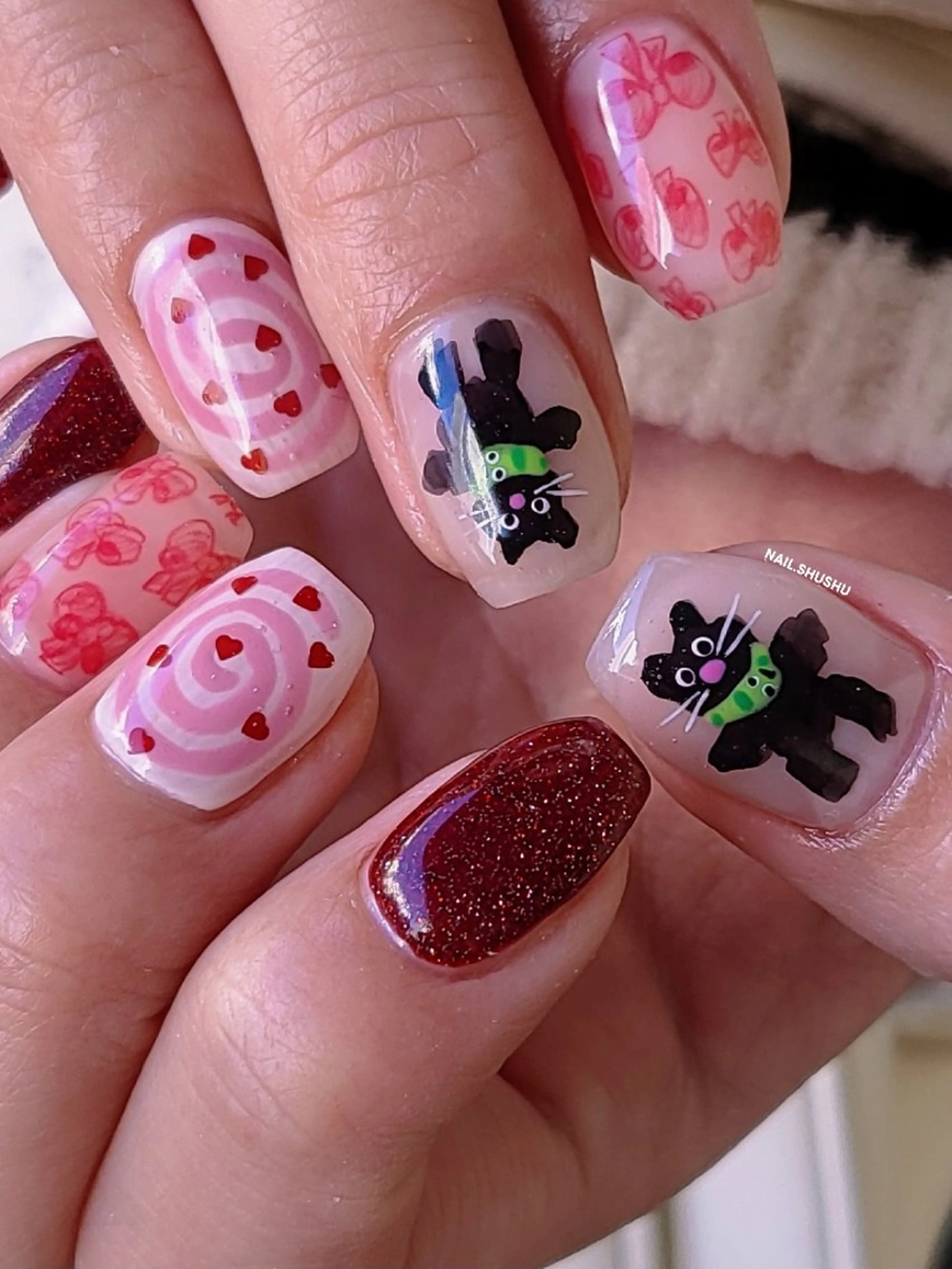 ネイル ハンドネイル 3dパーツ/流行り 👧shushu❤️のネイルデザイン
