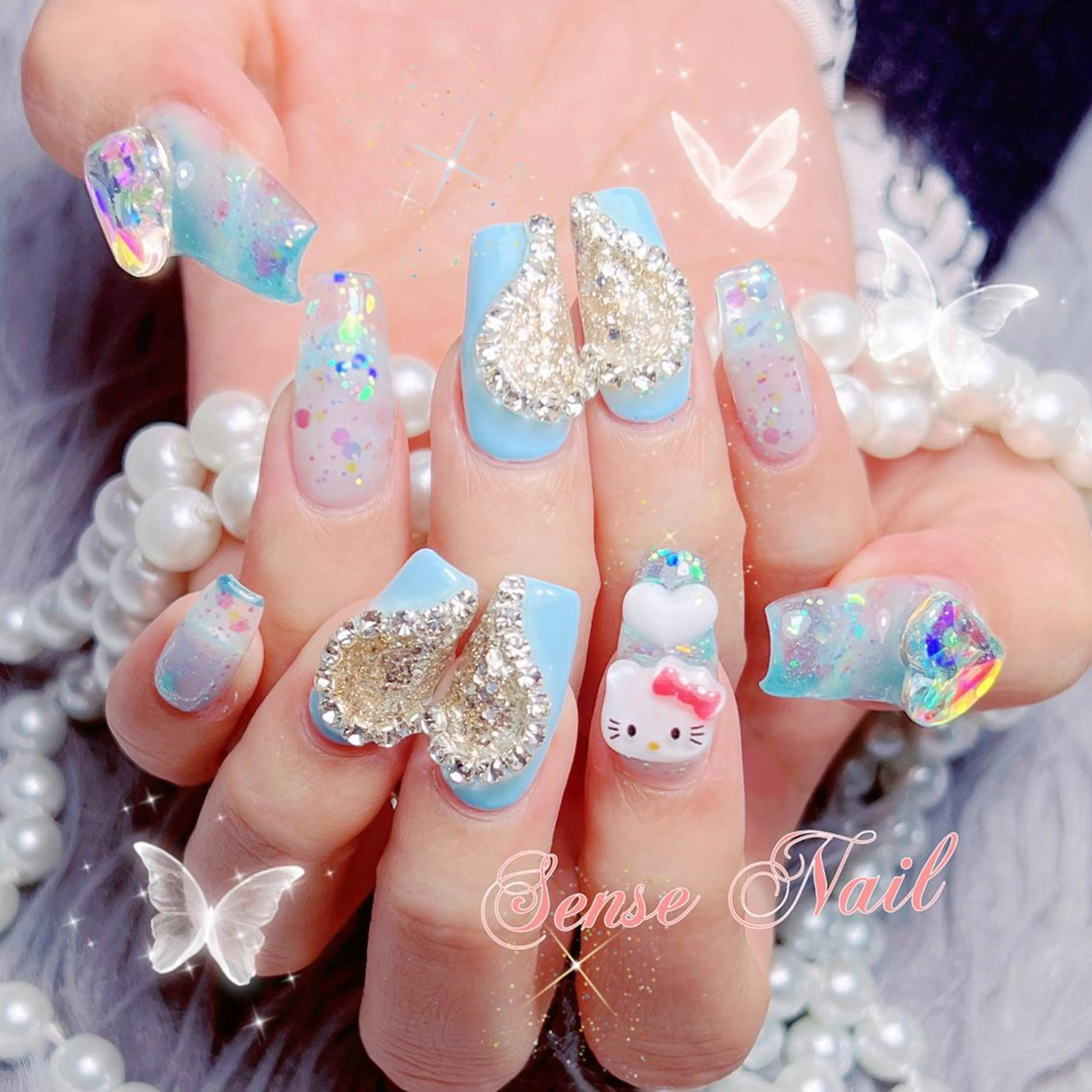 🌟ミニモ限定価格🌟画像持込【ハンド】持ち込みデザイン120分やり放題 (時間内でデザイン、パーツ8本程度）の写真