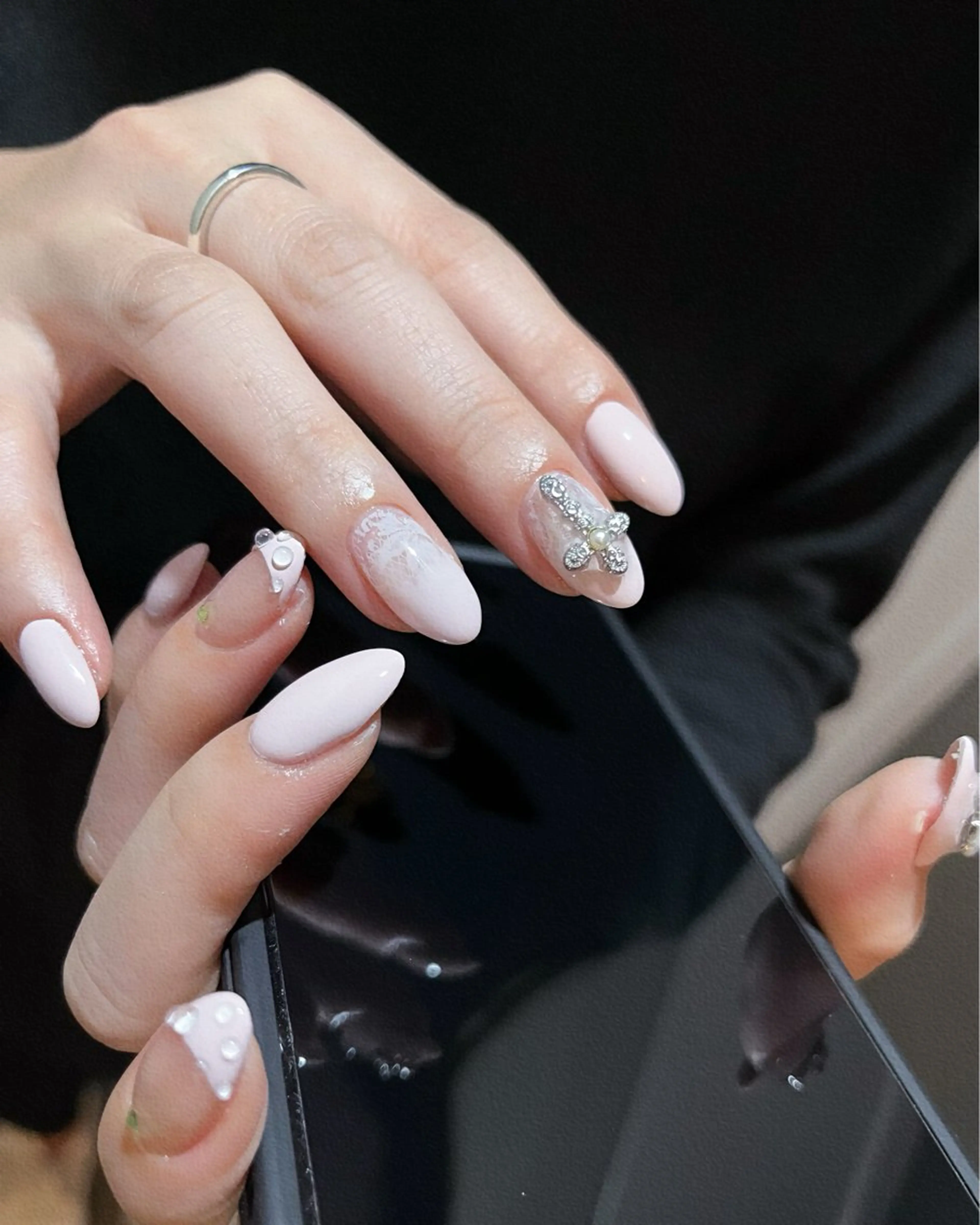 ネイル フレンチネイル マグネットネイル ピンク ワンホンネイル ハンドネイル 🫧OPELIA NAIL渋谷🫧のネイルデザイン