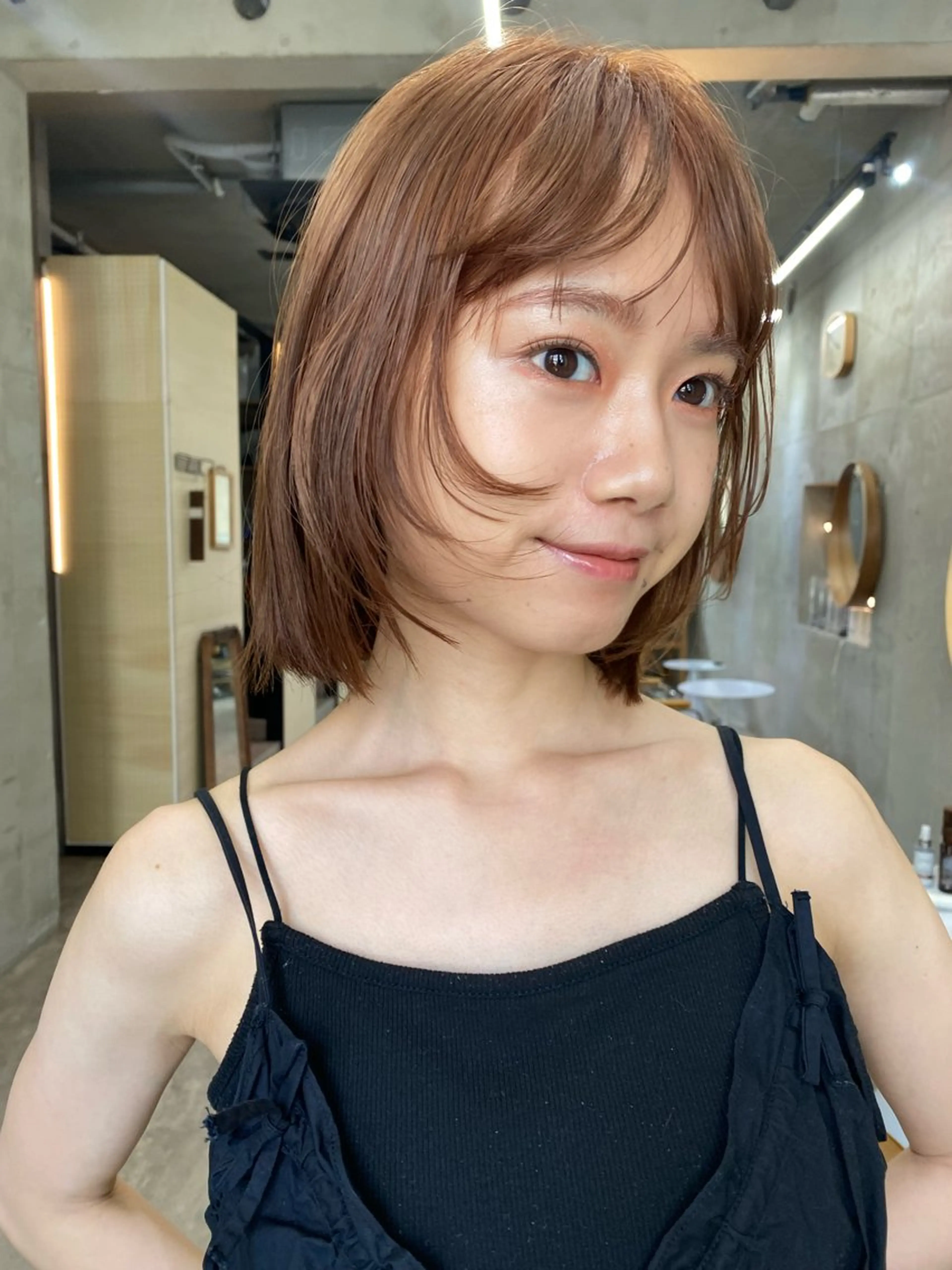 ショート カラー ボブレイヤー ベージュカラー オレンジ オレンジベージュ ボブ カット レイヤーカット💫 ／HARUKA🎀のヘアスタイル