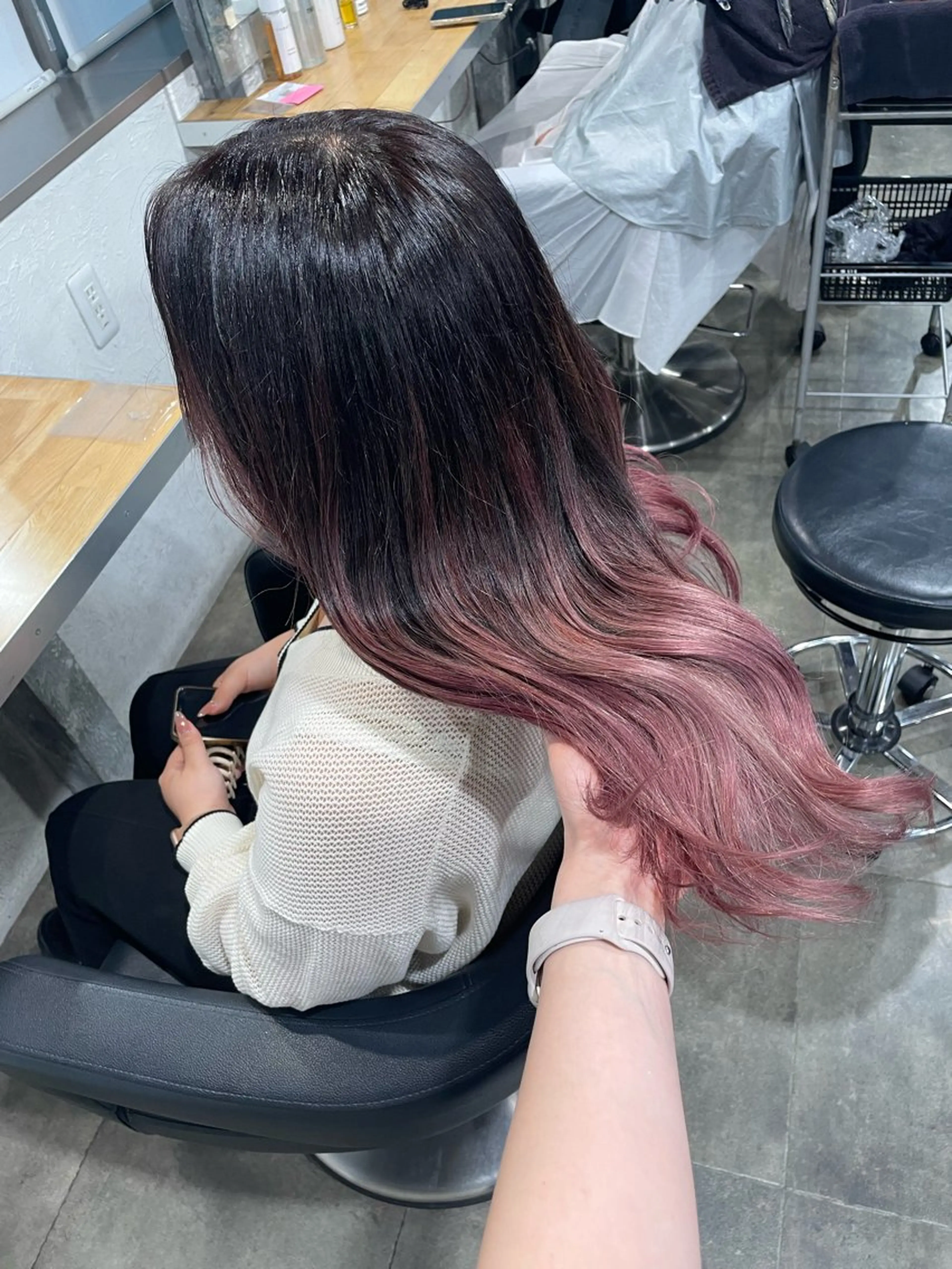 セミロング カラー ヘアカラー ハイトーンブロンド 横浜💞ミオのヘアスタイル