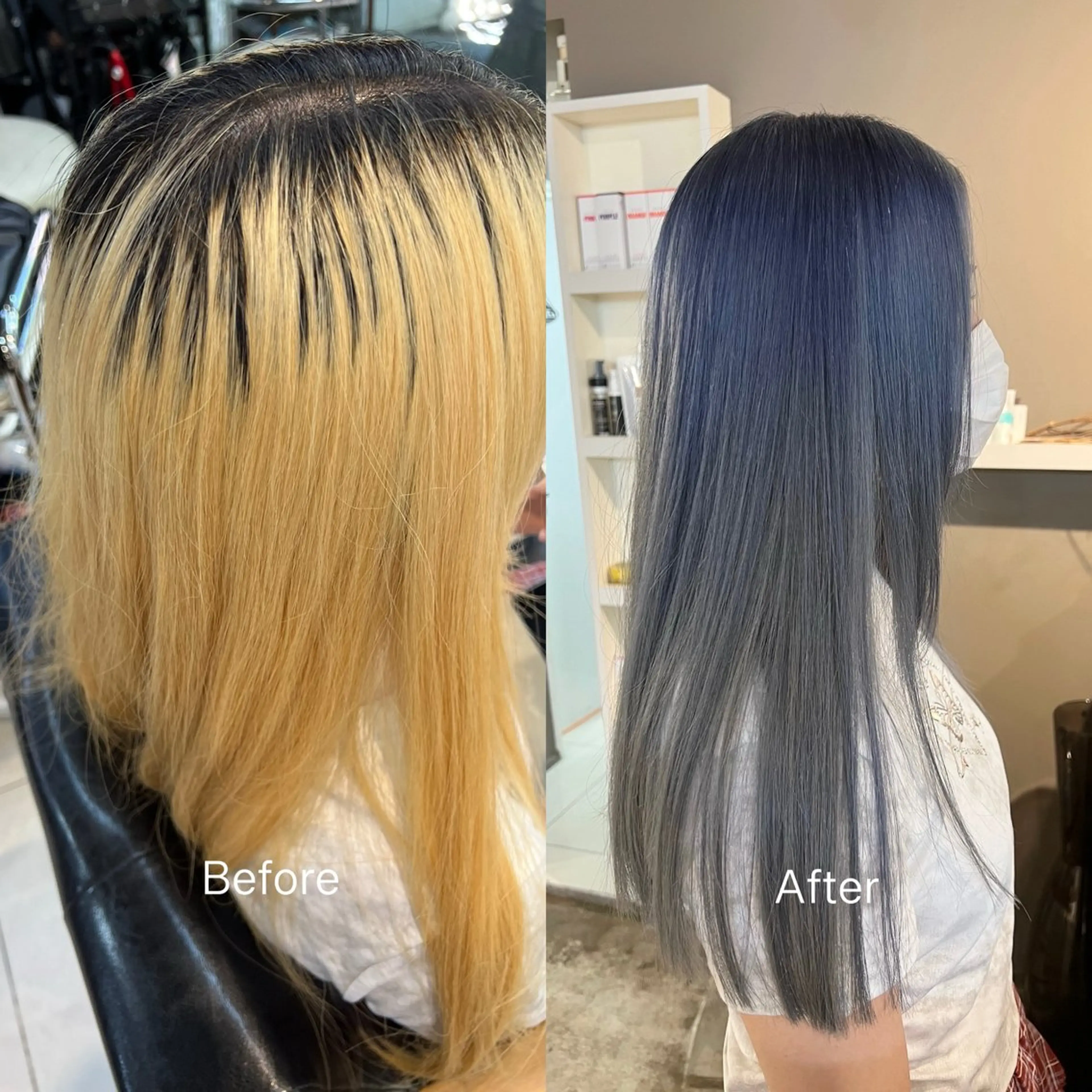 ロング カラー ブルーカラー シルバー daiki 原宿のヘアスタイル