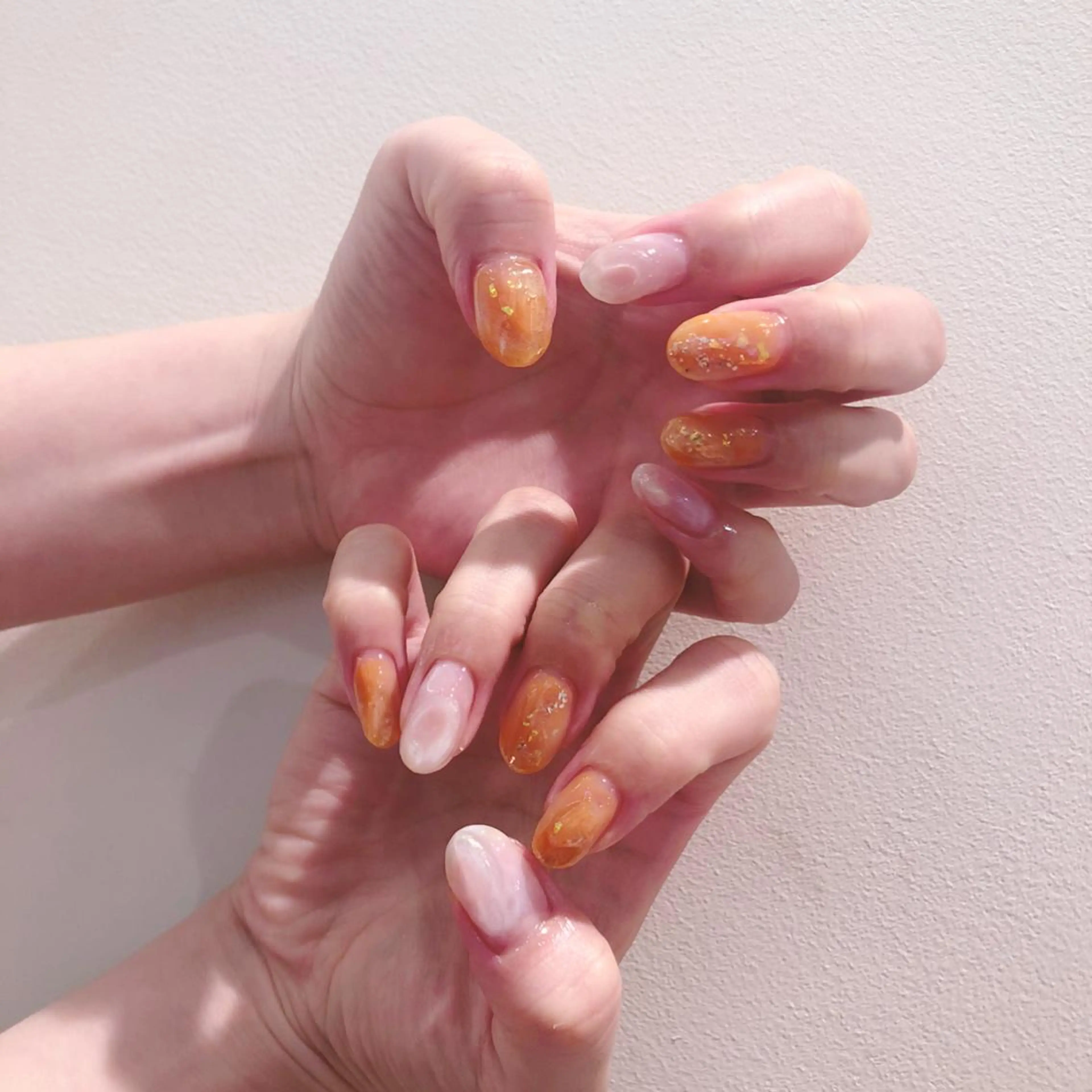 ネイル ニュアンスネイル オレンジ Ebina Ryoのネイルデザイン