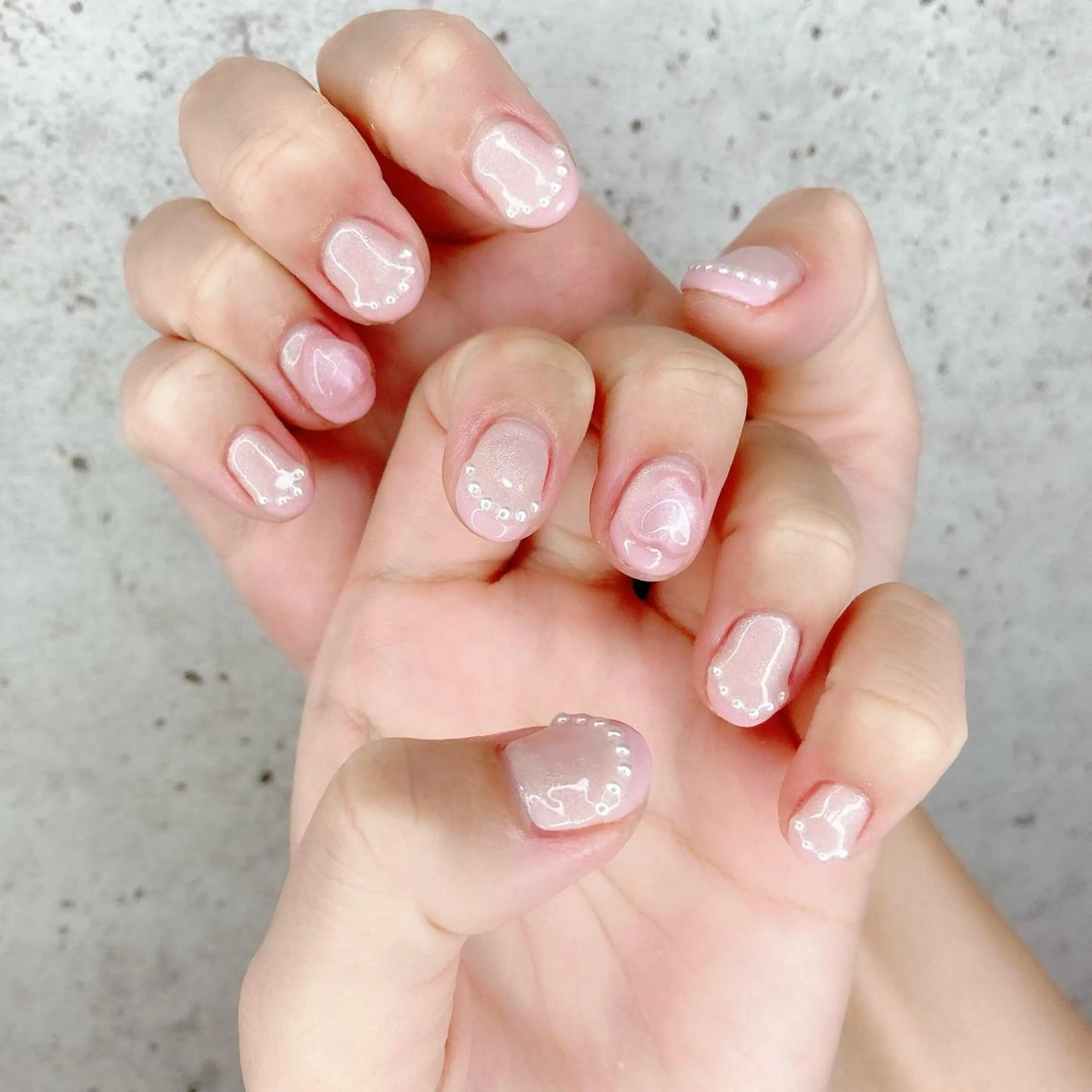 ネイル フレンチネイル ジェルネイル ハート パラジェル ピンク ハンドネイル Nail Kのネイルデザイン