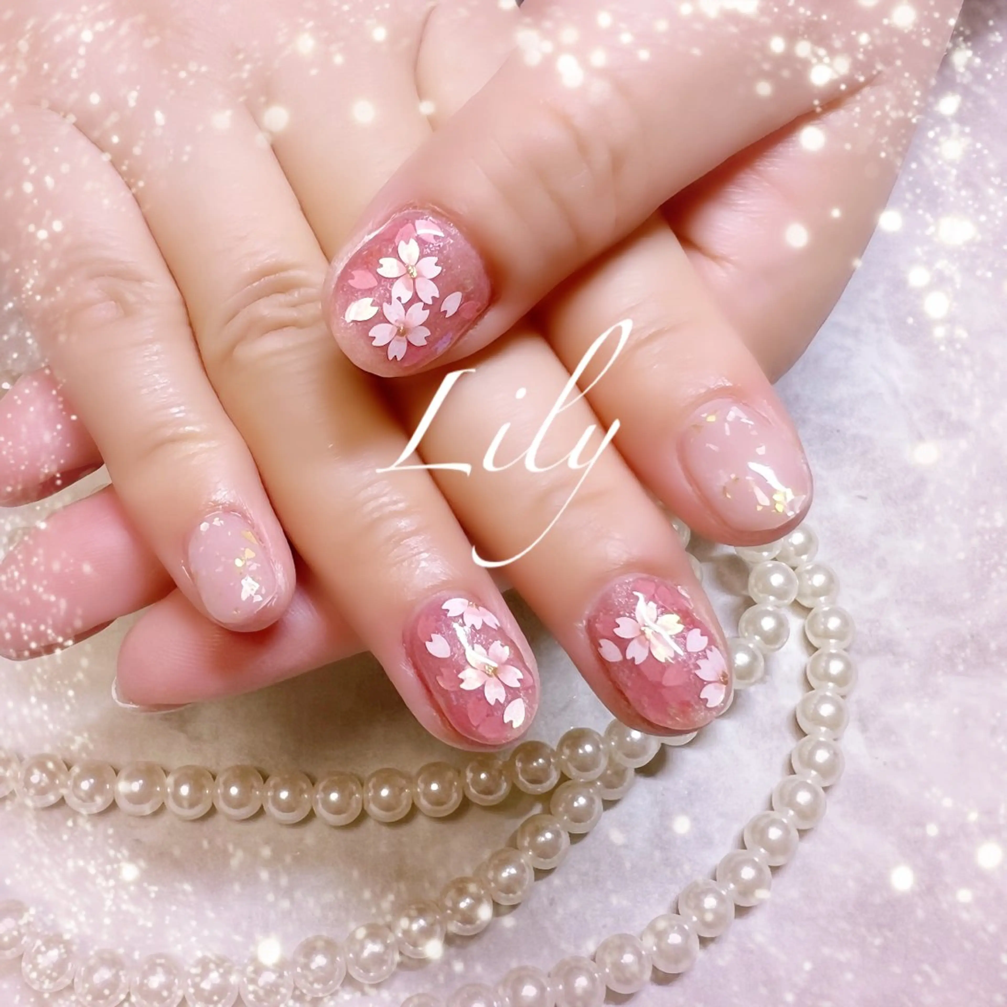 ネイル 桜ネイル ハンドネイル Nailsalon Lilyのネイルデザイン