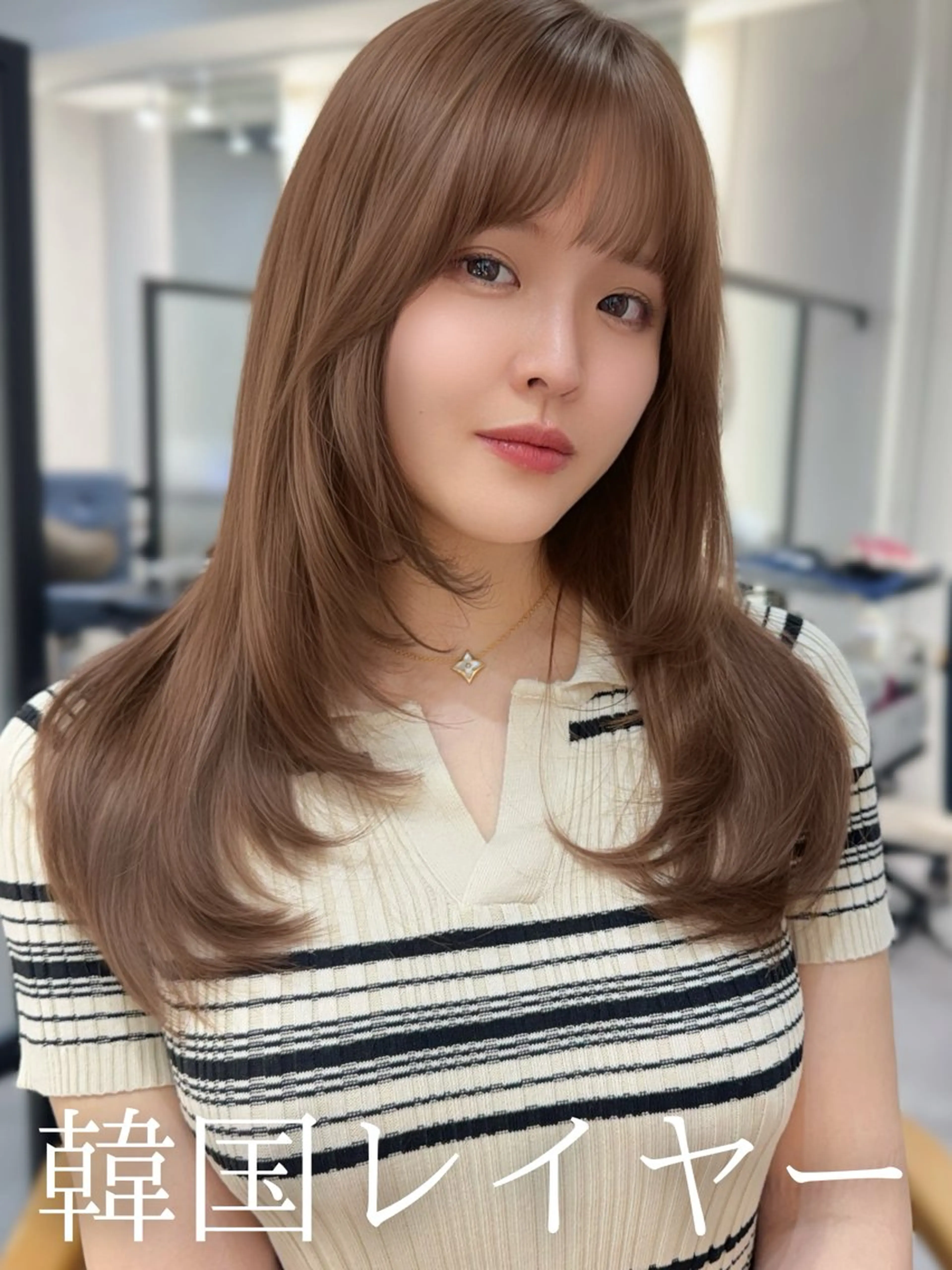 セミロング カラー 韓国風ヘア レイヤーカット カット ヘアカラー Ammy 池袋所属・韓国ヘア&耳ツボ💎 池袋/himeriのヘアスタイル
