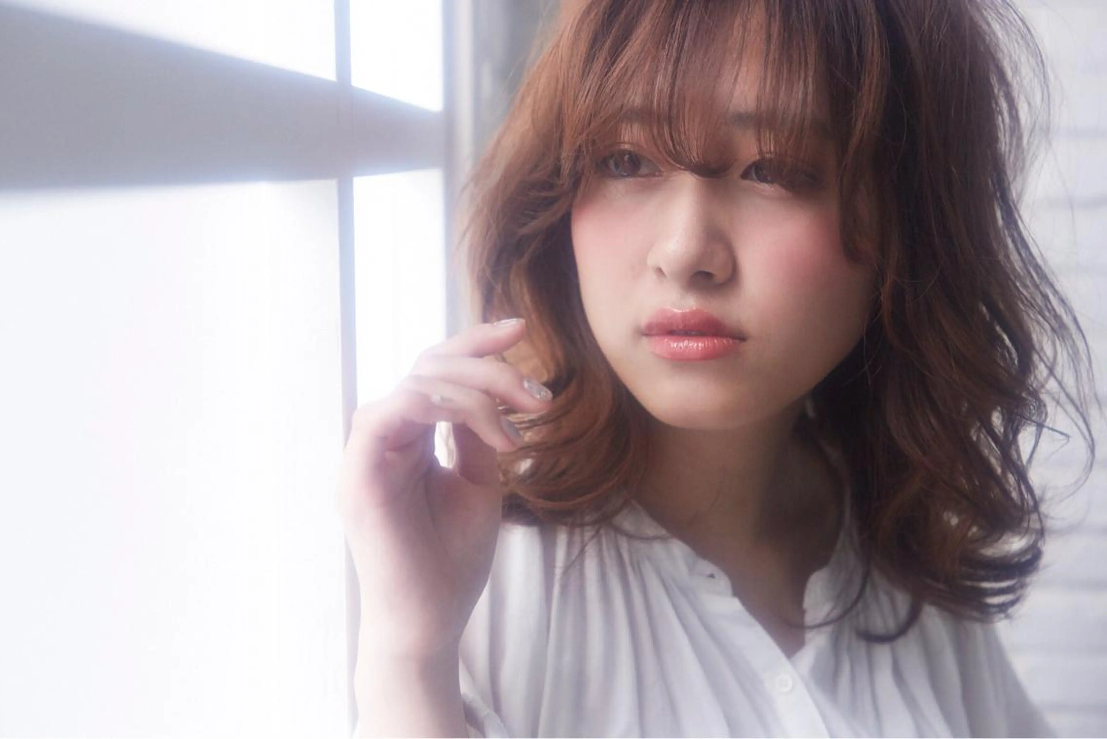 ミディアム カラー パーマ ヘアアレンジ 髪質改善//縮毛矯正 This表参道のヘアスタイル