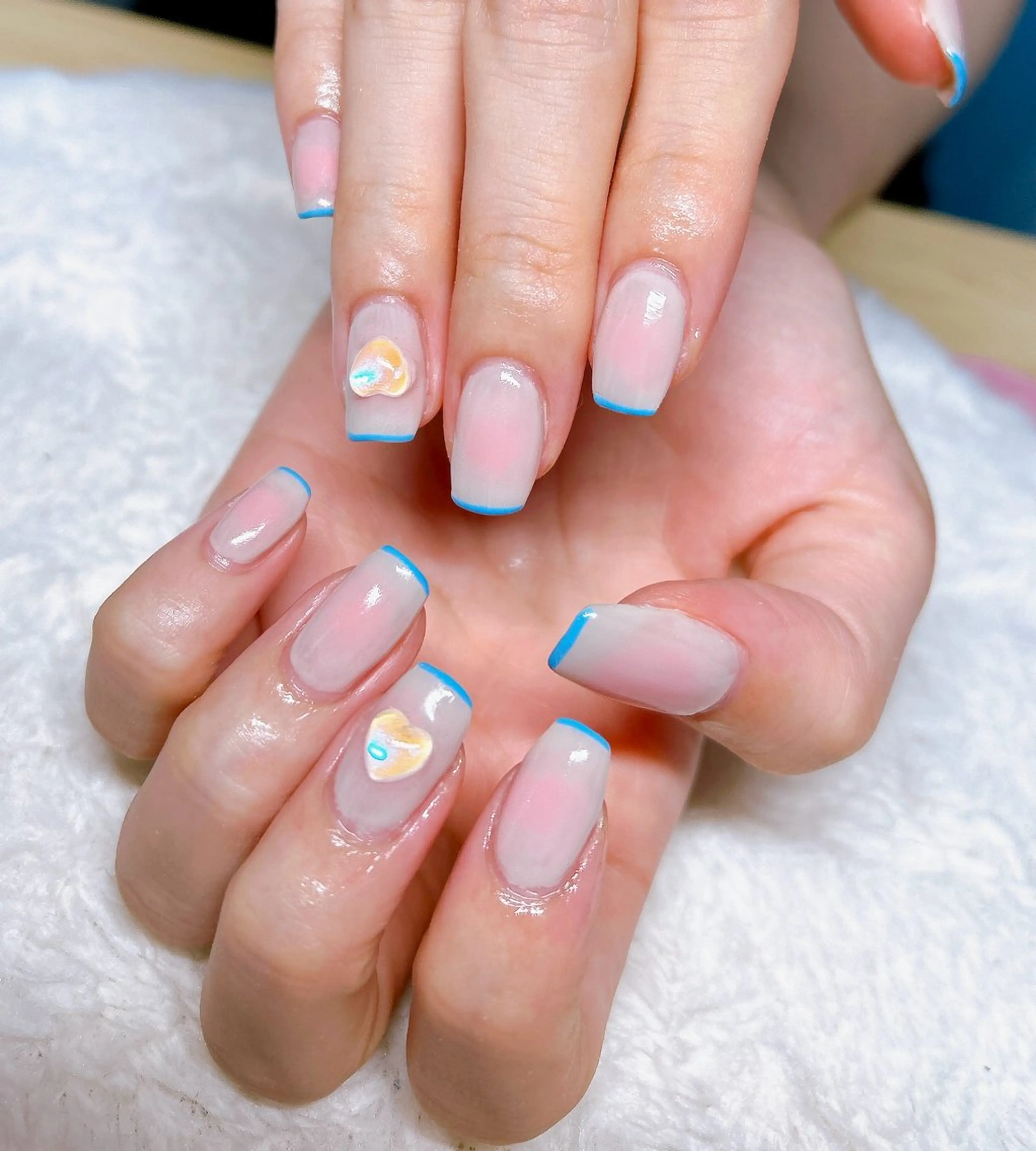 ネイル チークネイル フレンチネイル ハート ワンホンネイル ハンドネイル ハンドケア kaenail 瑞江のネイルデザイン