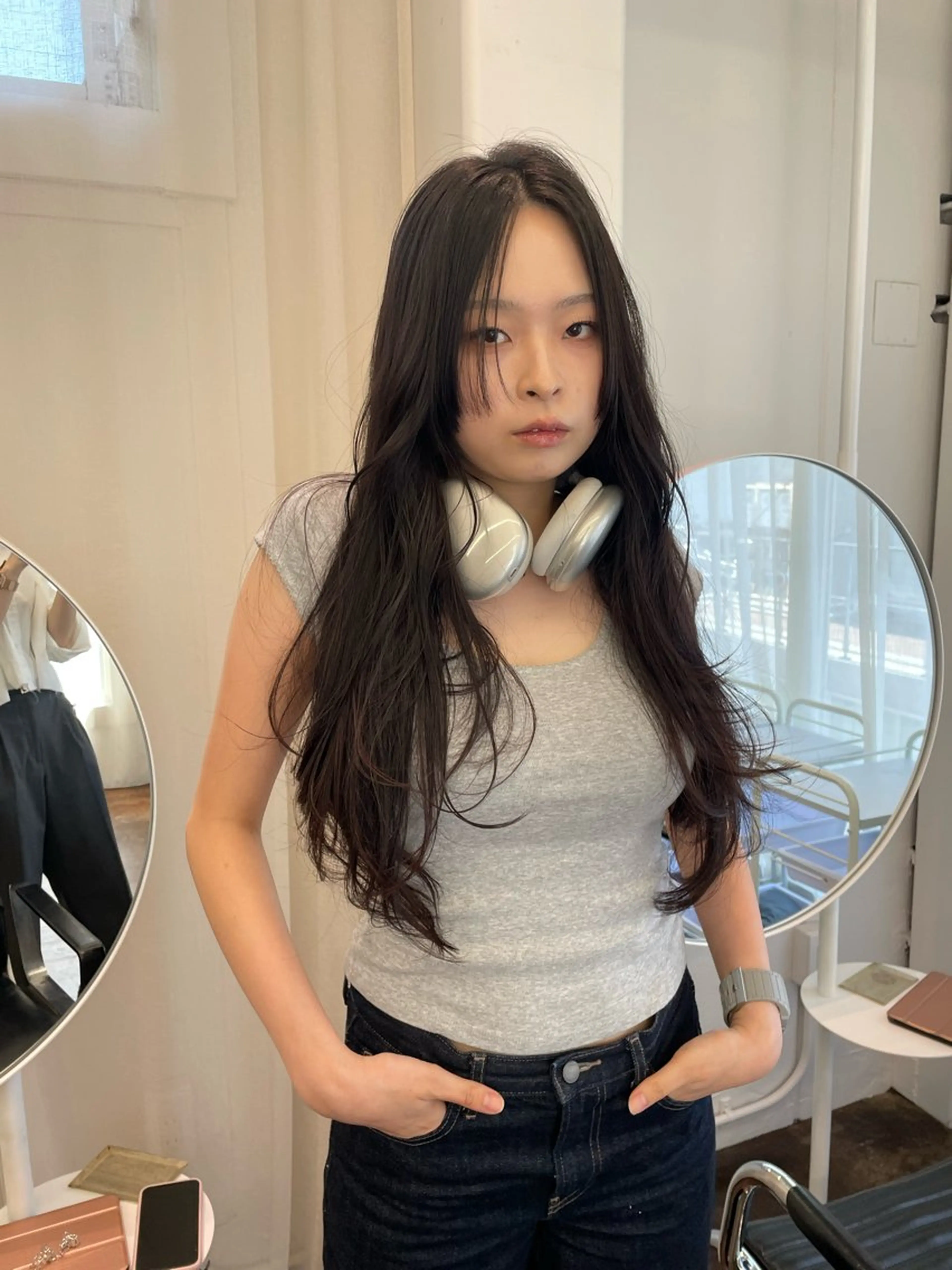 ロング カラー 韓国風ヘア レイヤーカット カット ヘアカラー トリートメント レイヤーカット🎀 kanaのヘアスタイル