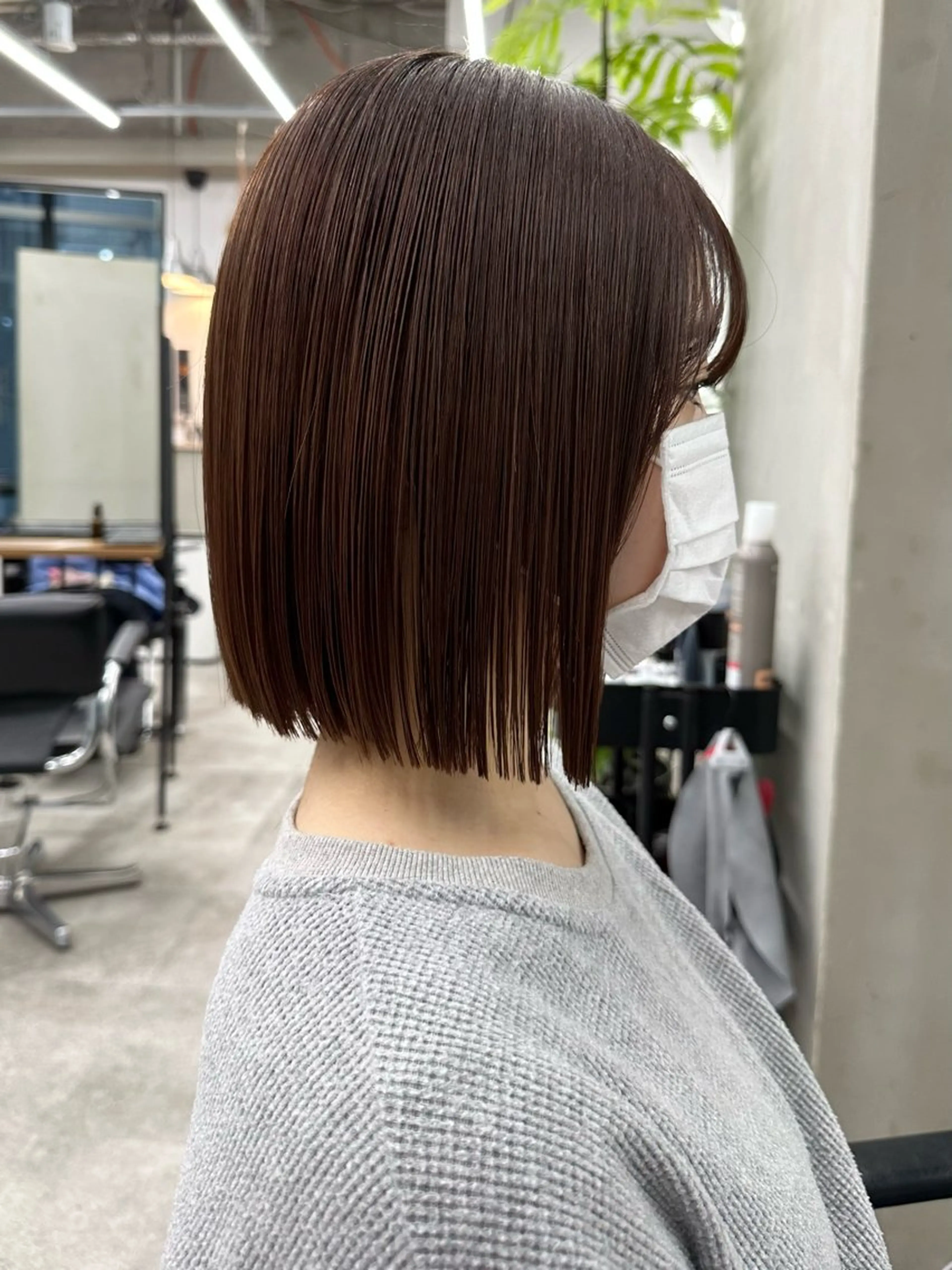 ミディアム カット ヘアカラー 切りっぱなしボブ/ 小顔ボブNANAのヘアスタイル