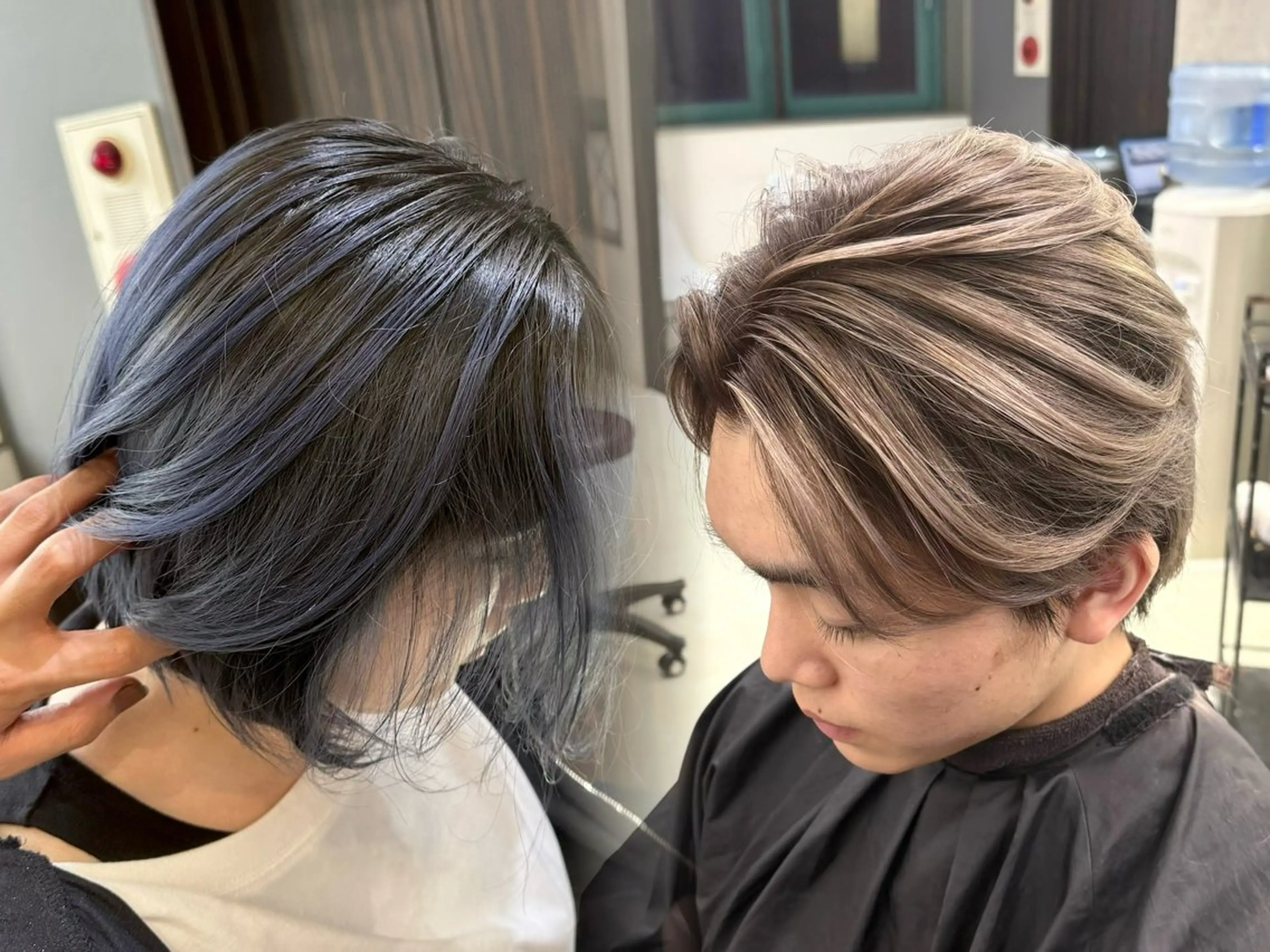 ショート カラー メンズ ヘアカラー トリートメント バレイヤージュ/ ミルクティーベージュのヘアスタイル