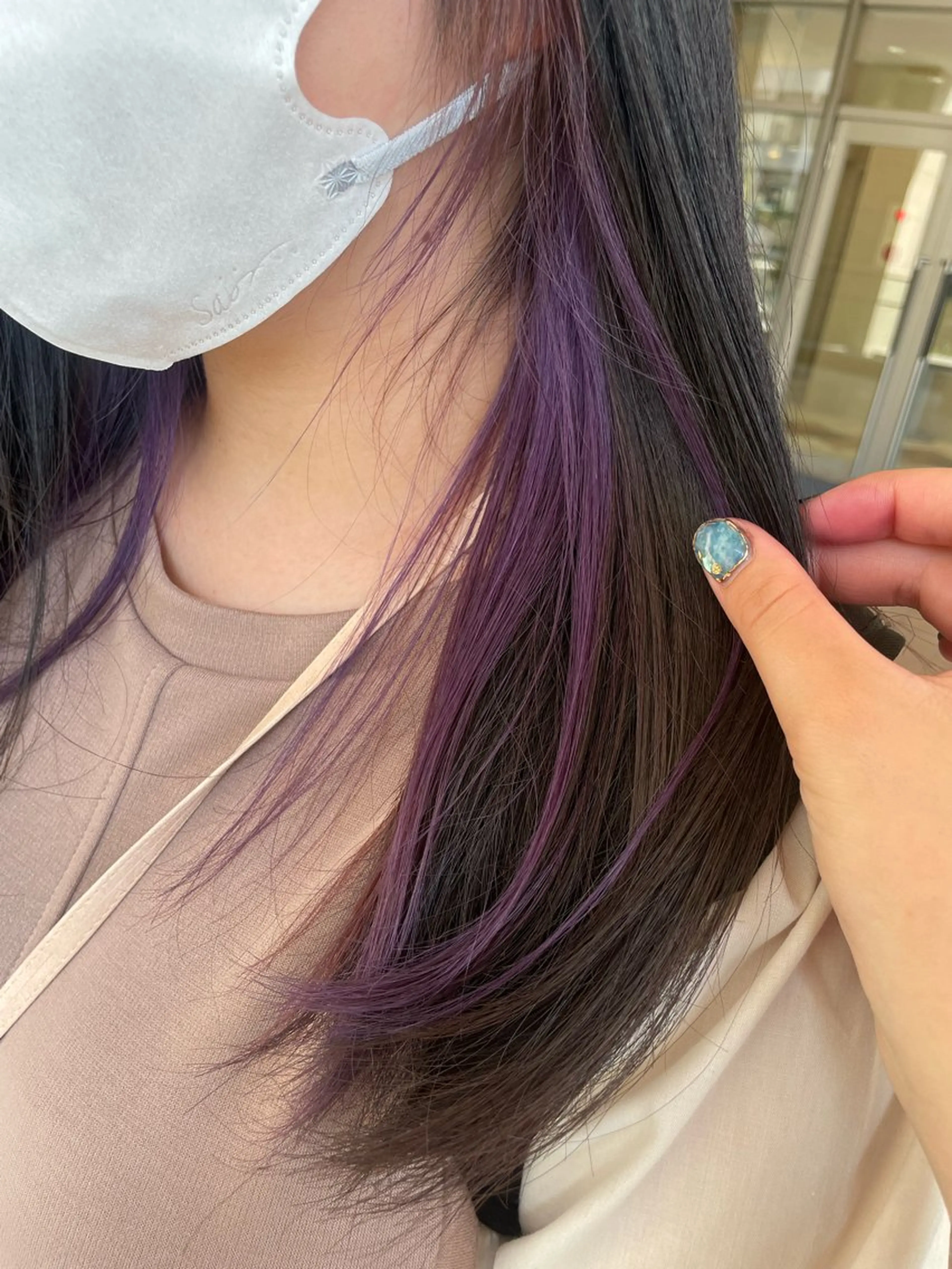 ロング カラー インナーカラー カット ヘアカラー 肌までキレイ見え✨️ 赤み消し特化のヘアスタイル