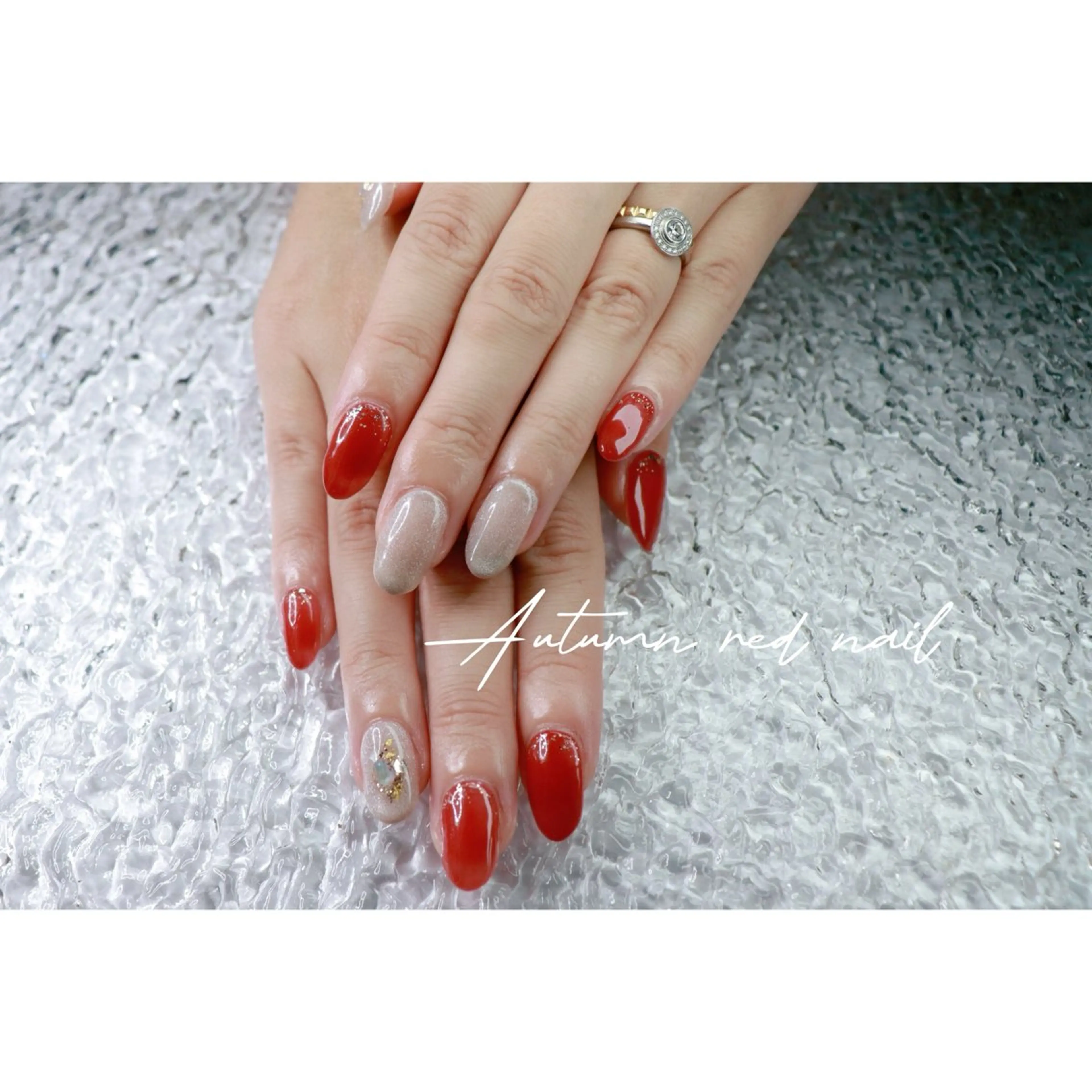 ネイル 赤色 ハンドネイル ハンドケア mapple nailのネイルデザイン