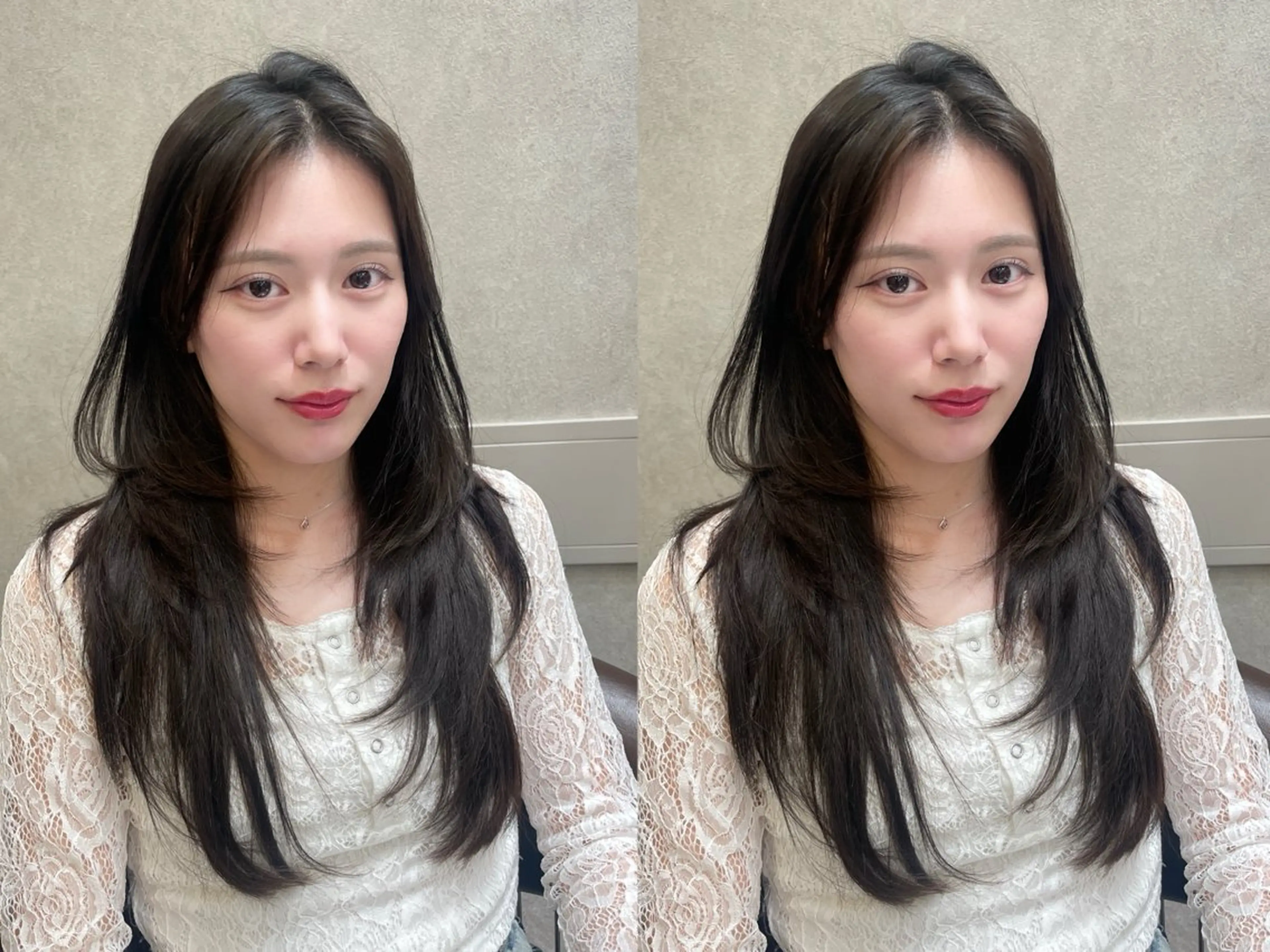 セミロング カット ヘアカラー MOE 福岡韓国ヘア✧︎のヘアスタイル