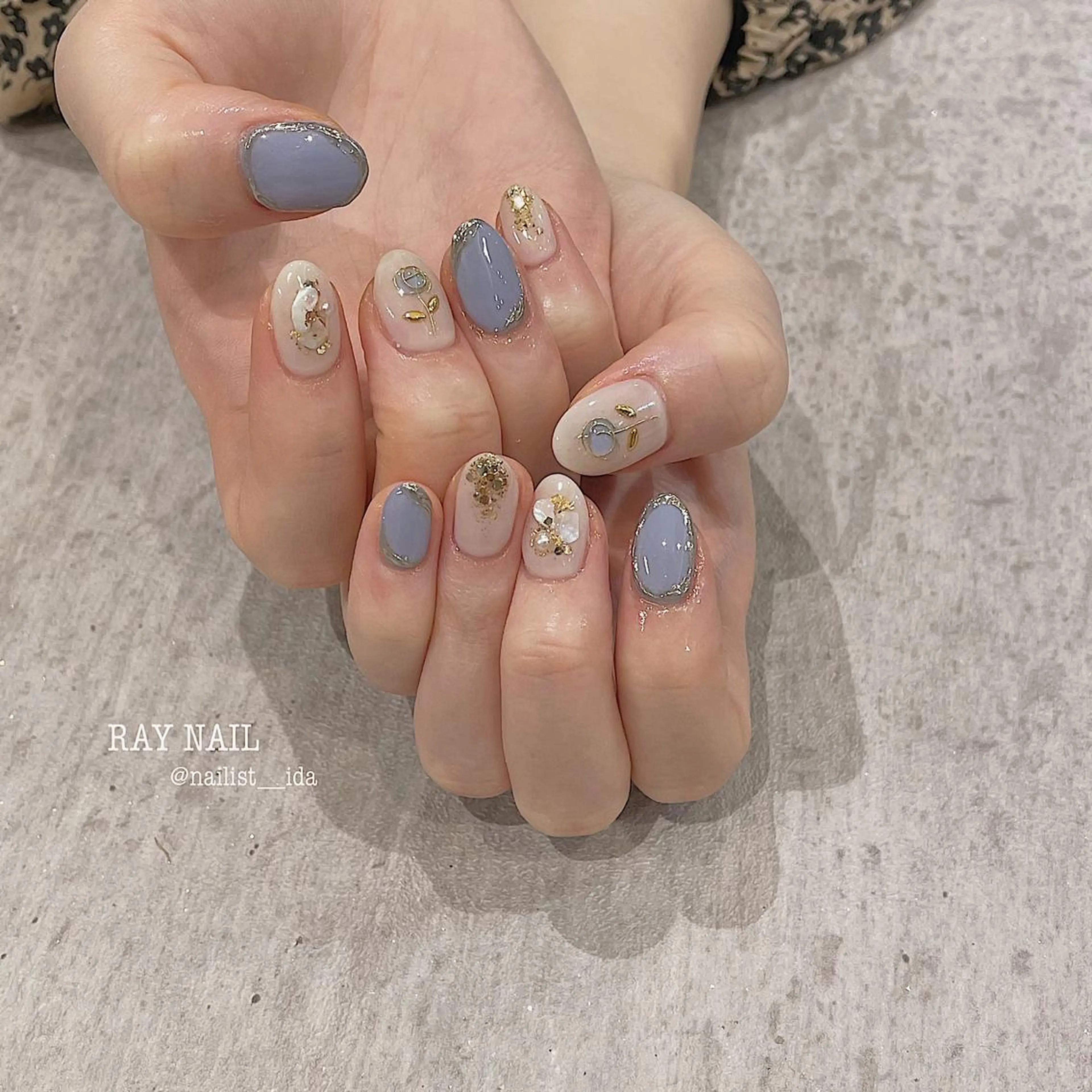 ネイル ブルー 春ネイル Arowa 伊田のネイルデザイン