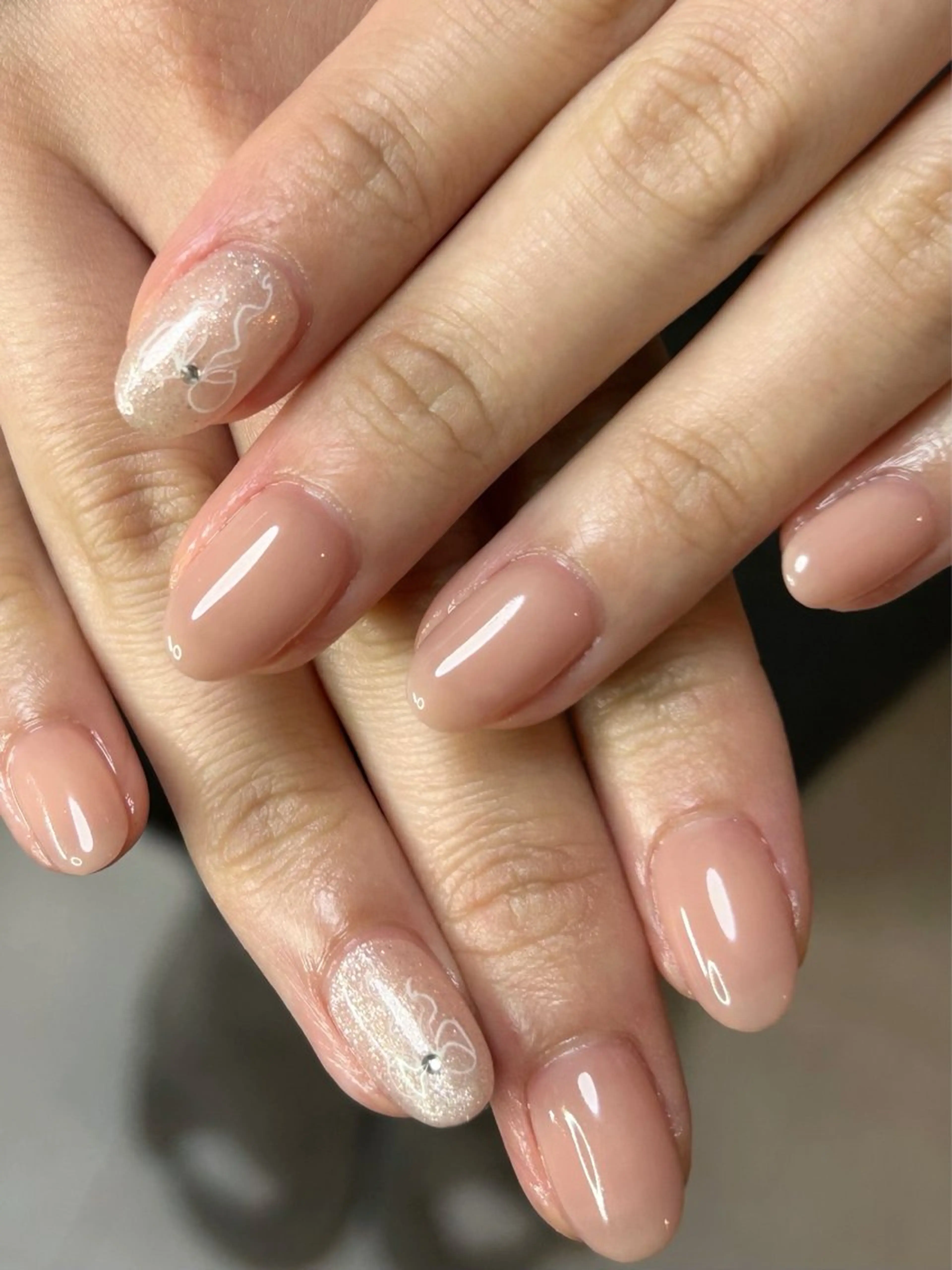 ネイル リボン ハンドネイル ten nail salon　かえでのネイルデザイン