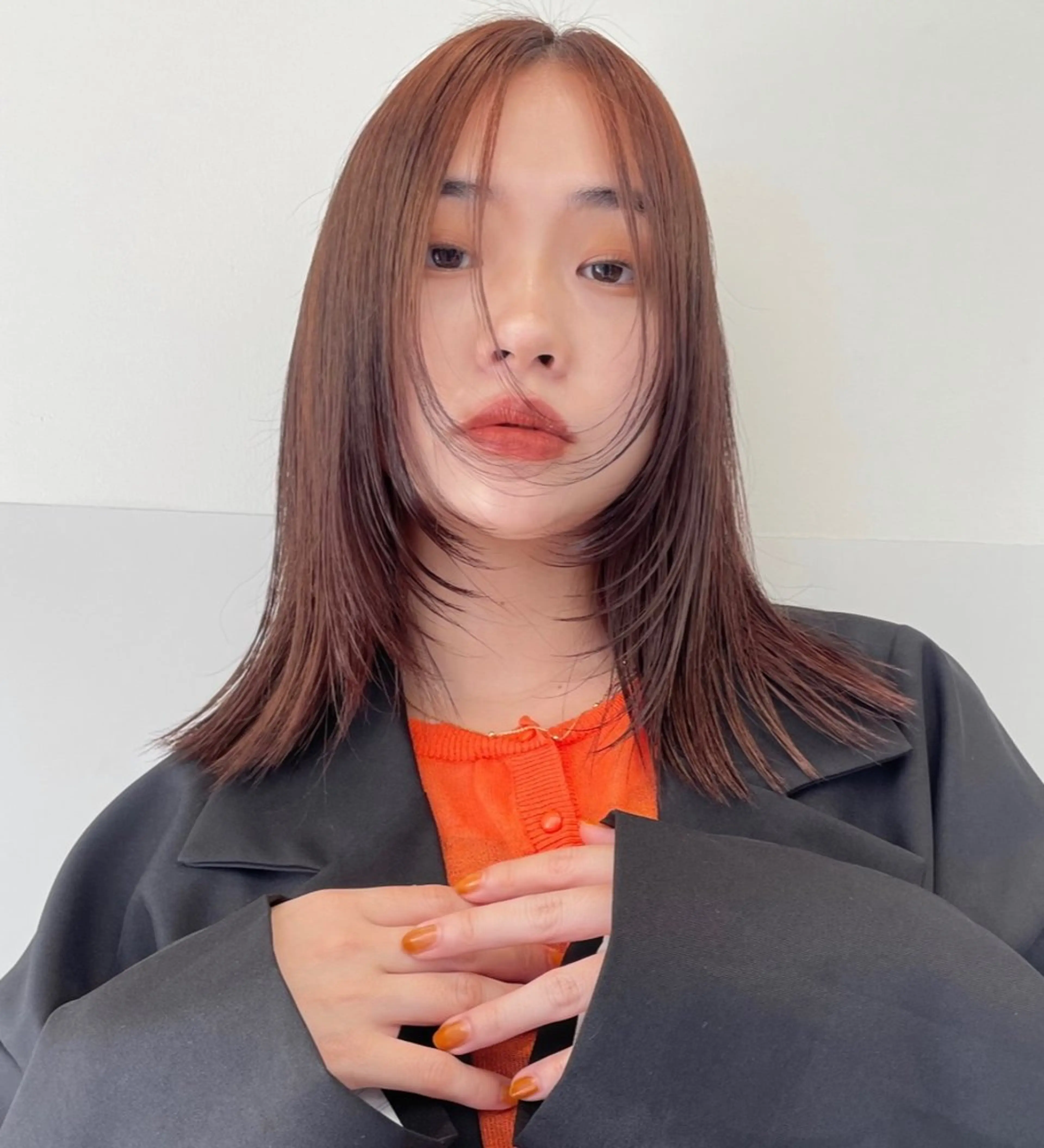 ミディアム カラー カット ヘアカラー トリートメント satsuki ito/暖色、パーマのヘアスタイル