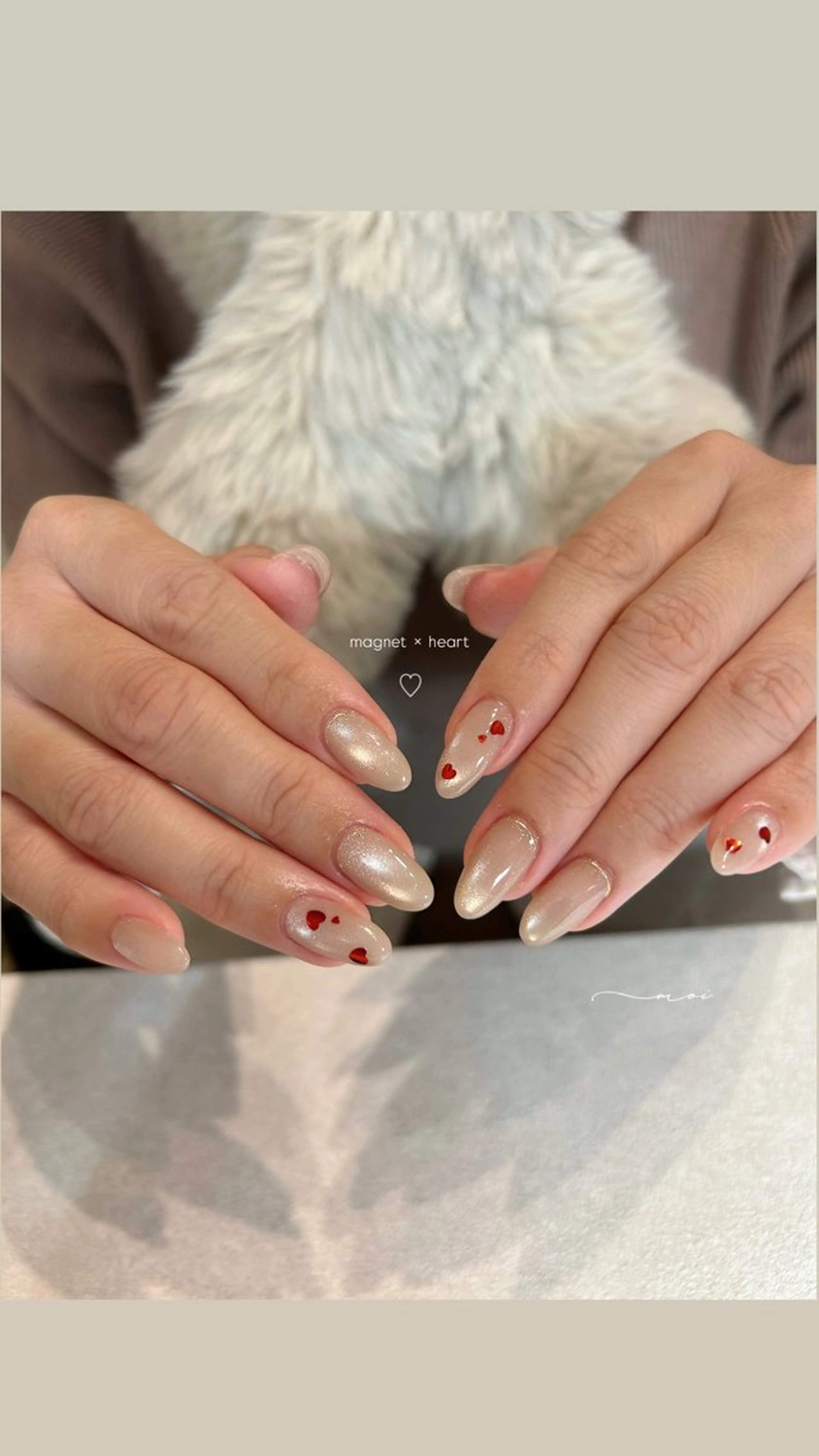 ネイル ハート 氷ネイル・うるうるネイル 赤色 ハンドネイル nail salon moiのネイルデザイン