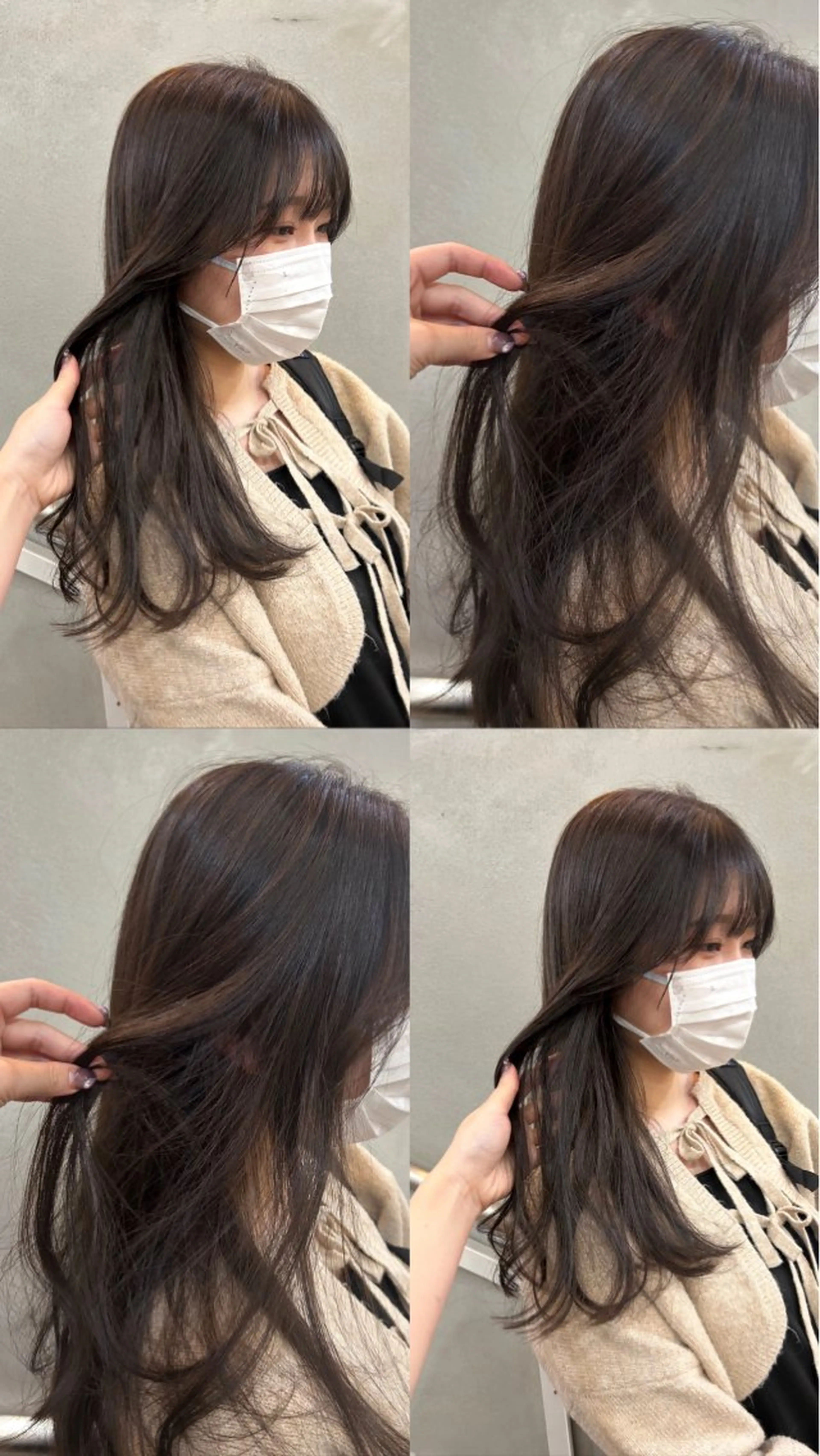 ロング カラー ブリーチ グレージュ ブリーチなしカラー nagi ✮ ナチュラル/髪質改善のヘアスタイル