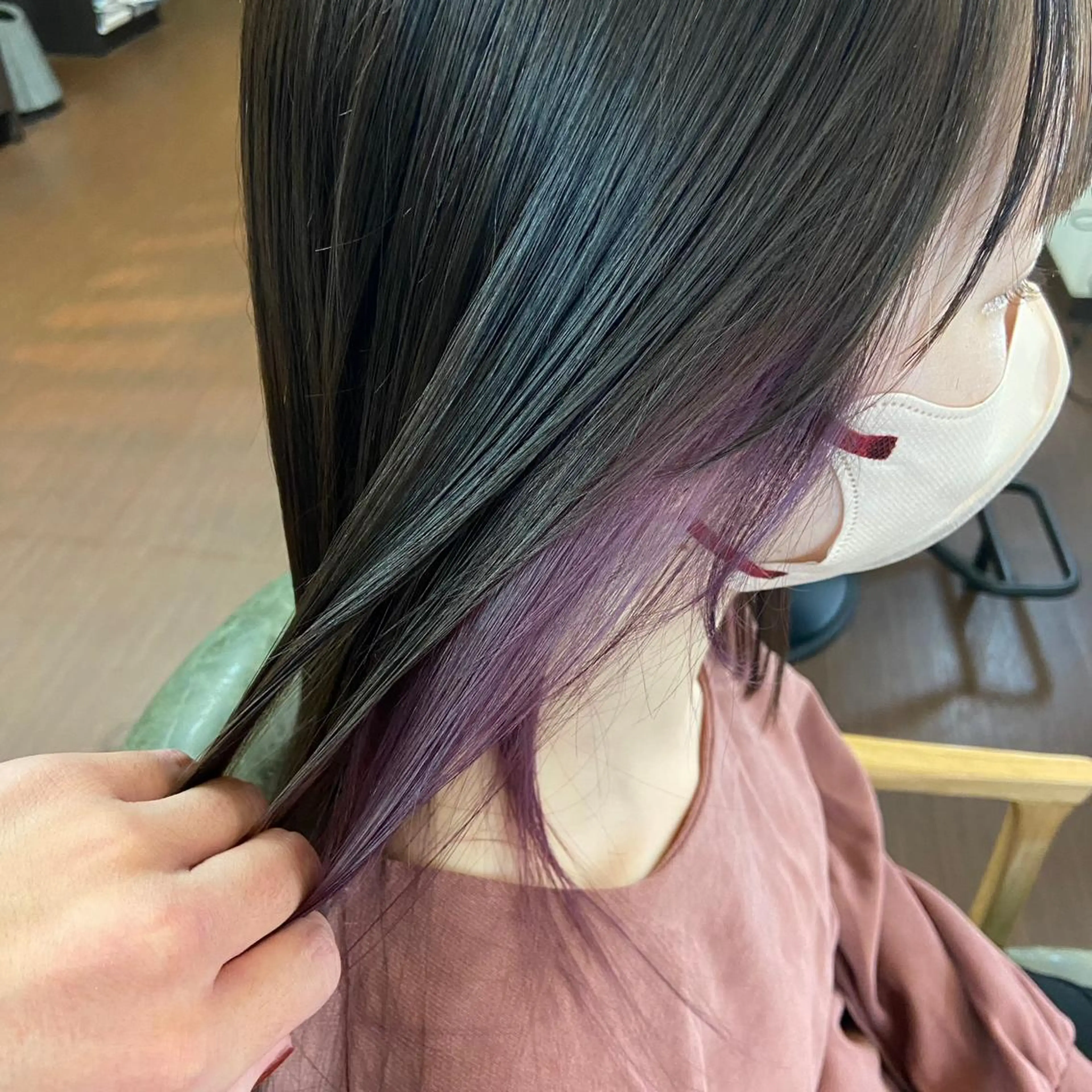 セミロング カラー パープルカラー Glanzhair 🫧‪菊池柊真🫧のヘアスタイル