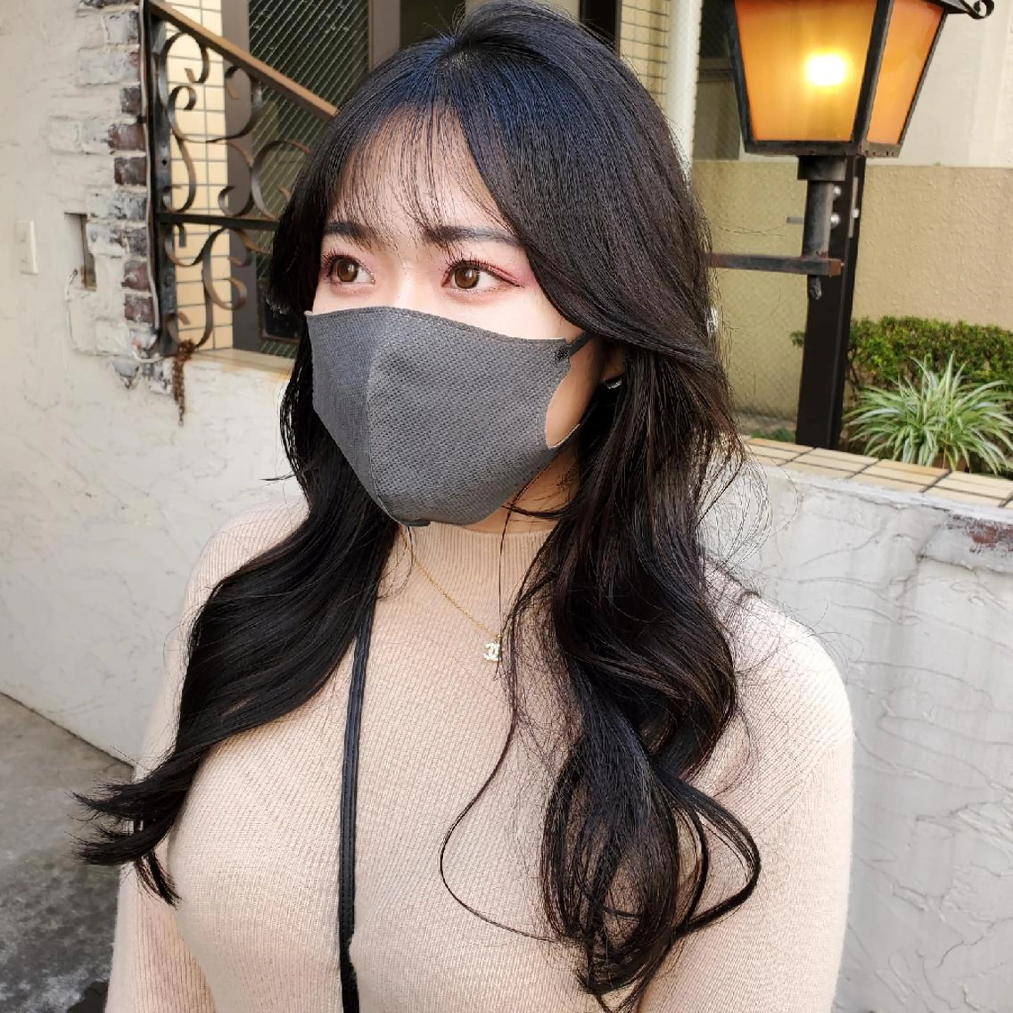 ロング カラー 切りっぱなしボブ ショートボブ バレイヤージュ ベージュカラー 黒髪 カット ヘアカラー トリートメント フリーランス所属・韓国ヘア レイヤー くびれヘアMATSUのヘアスタイル