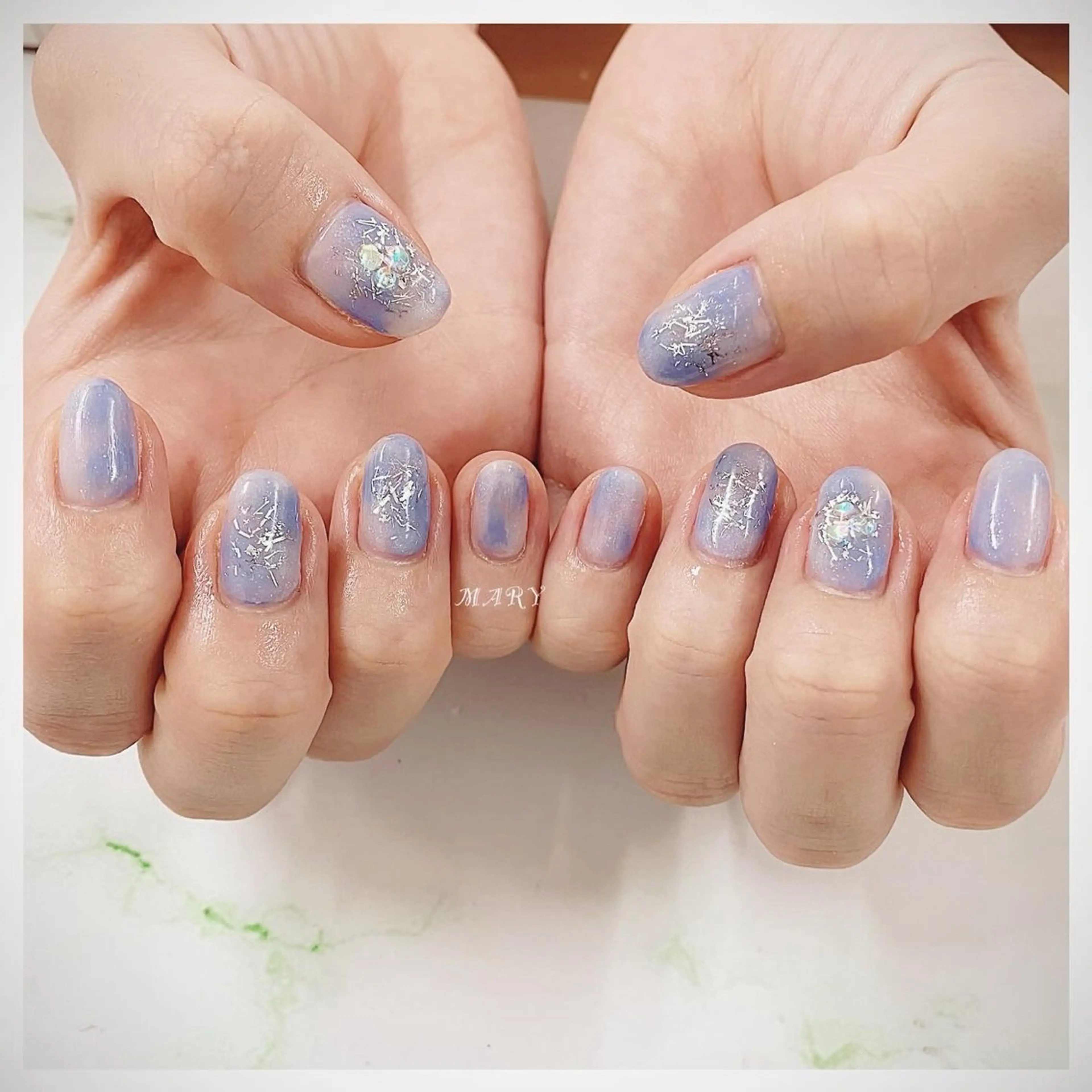 ネイル ブルー ニュアンスネイル ハンドネイル Mary nail所属・Mary nail .narumiのネイルデザイン