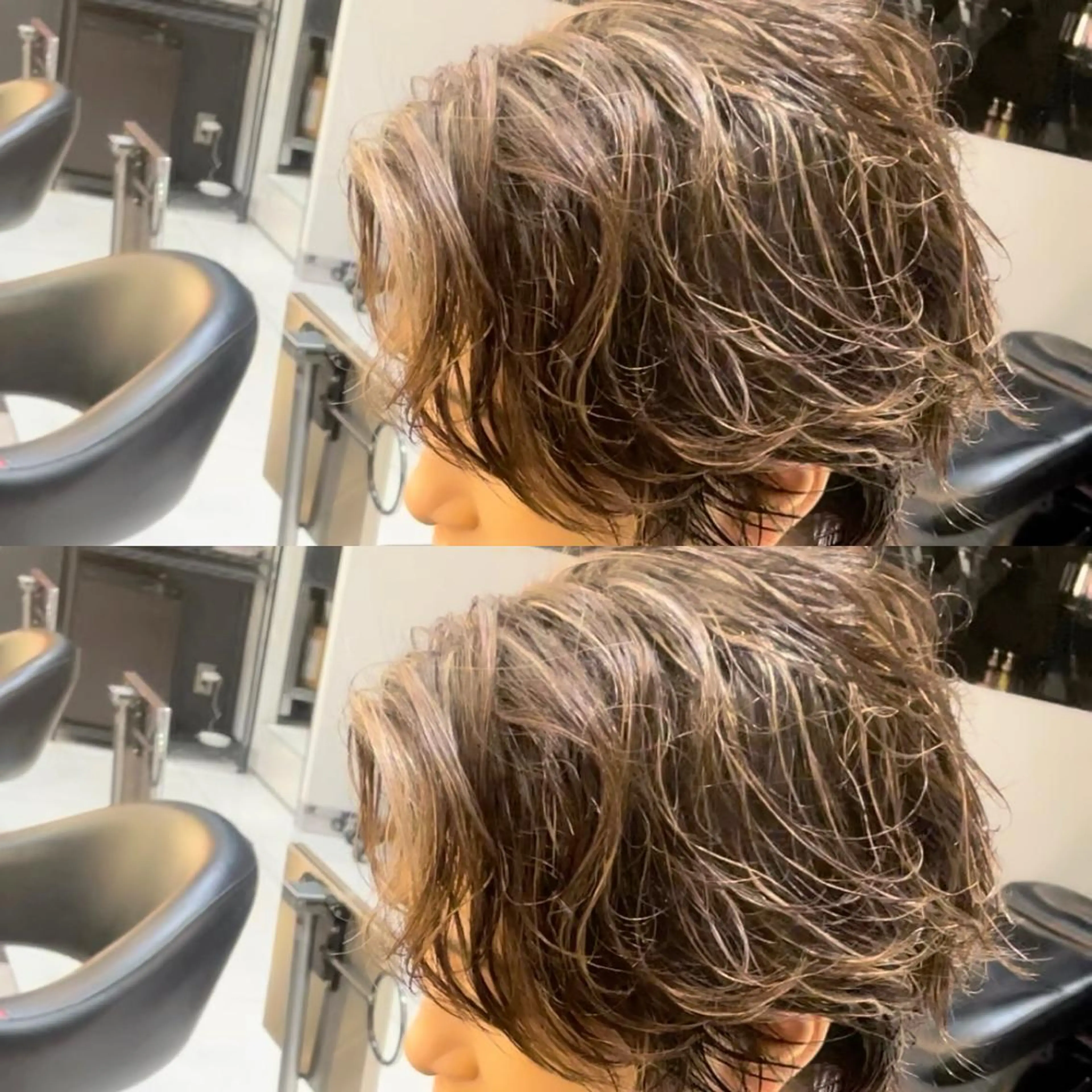 ショート パーマ メンズ メンズハイライト メンズパーマ ハイライト ニュアンスパーマ ヘアカラー トリートメント メンズヘア特化 崎田 成人のヘアスタイル