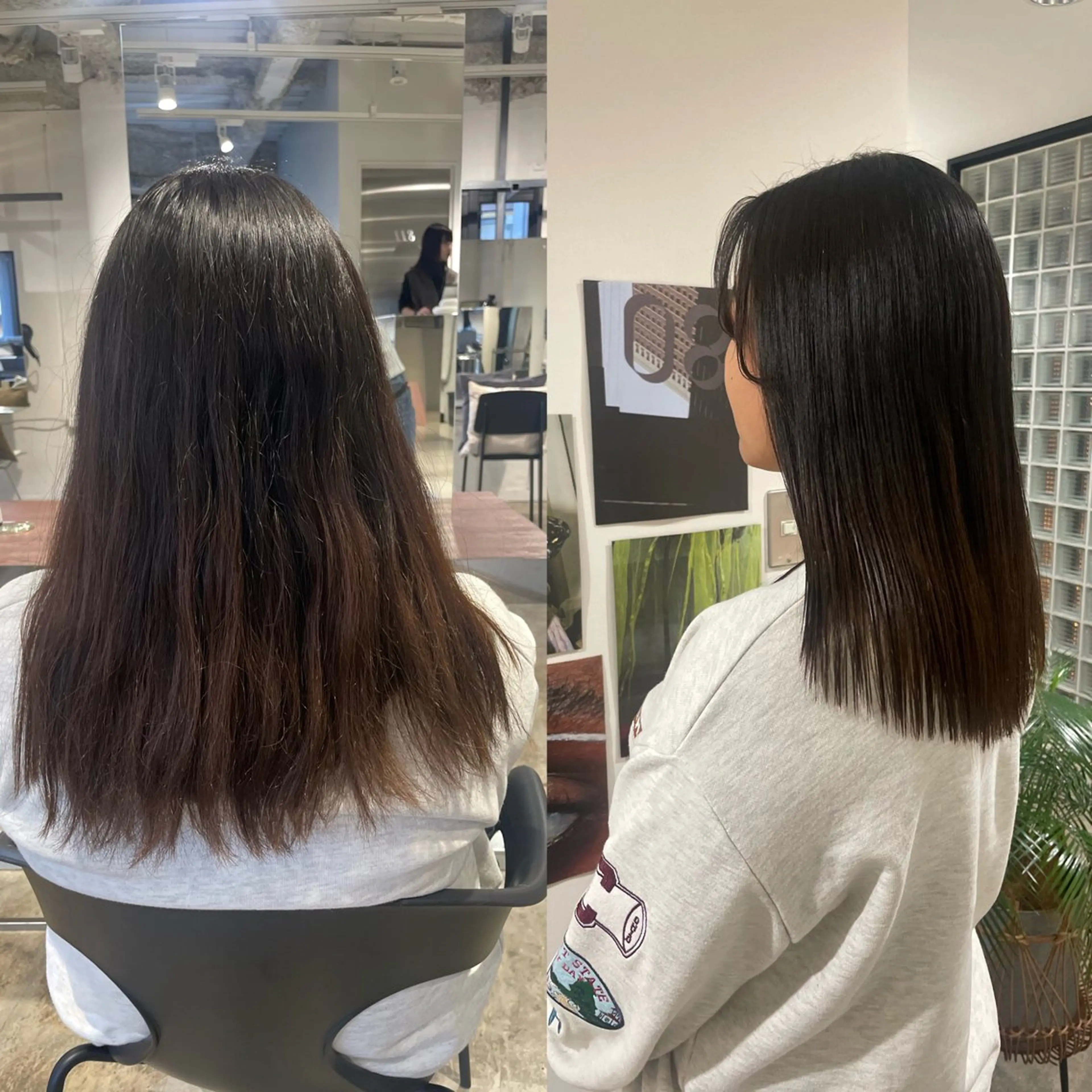 ミディアム 髪質改善 カット 縮毛矯正 トリートメント 大迫 江梨のヘアスタイル