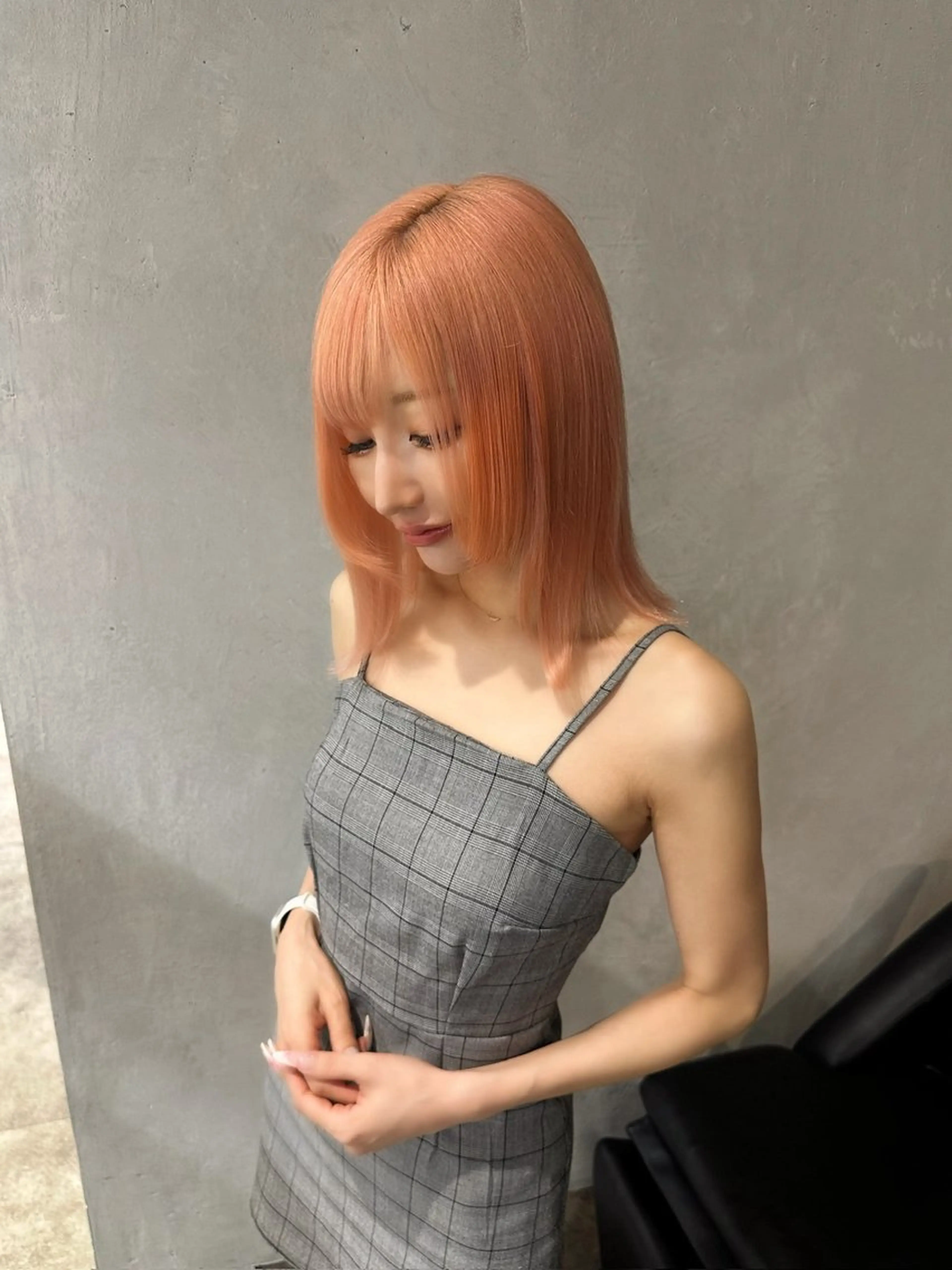 ミディアム カラー ヘアカラー トリートメント 艶髪ハイトーン ちひろ🌙+.°のヘアスタイル