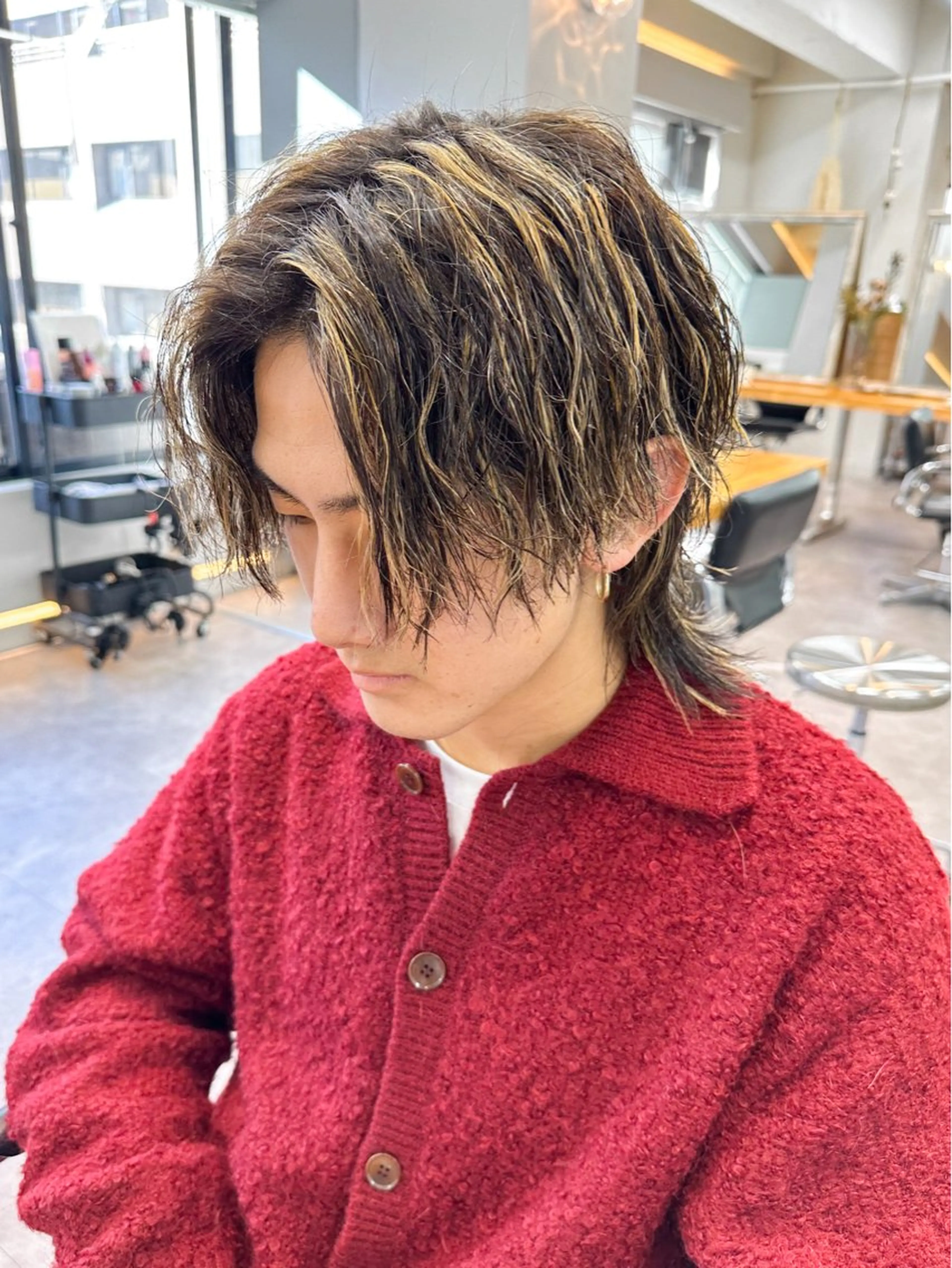ミディアム カラー パーマ メンズ カット ヘアカラー パーマ warme所属・メンズパーマ メンズ特化ryoのヘアスタイル
