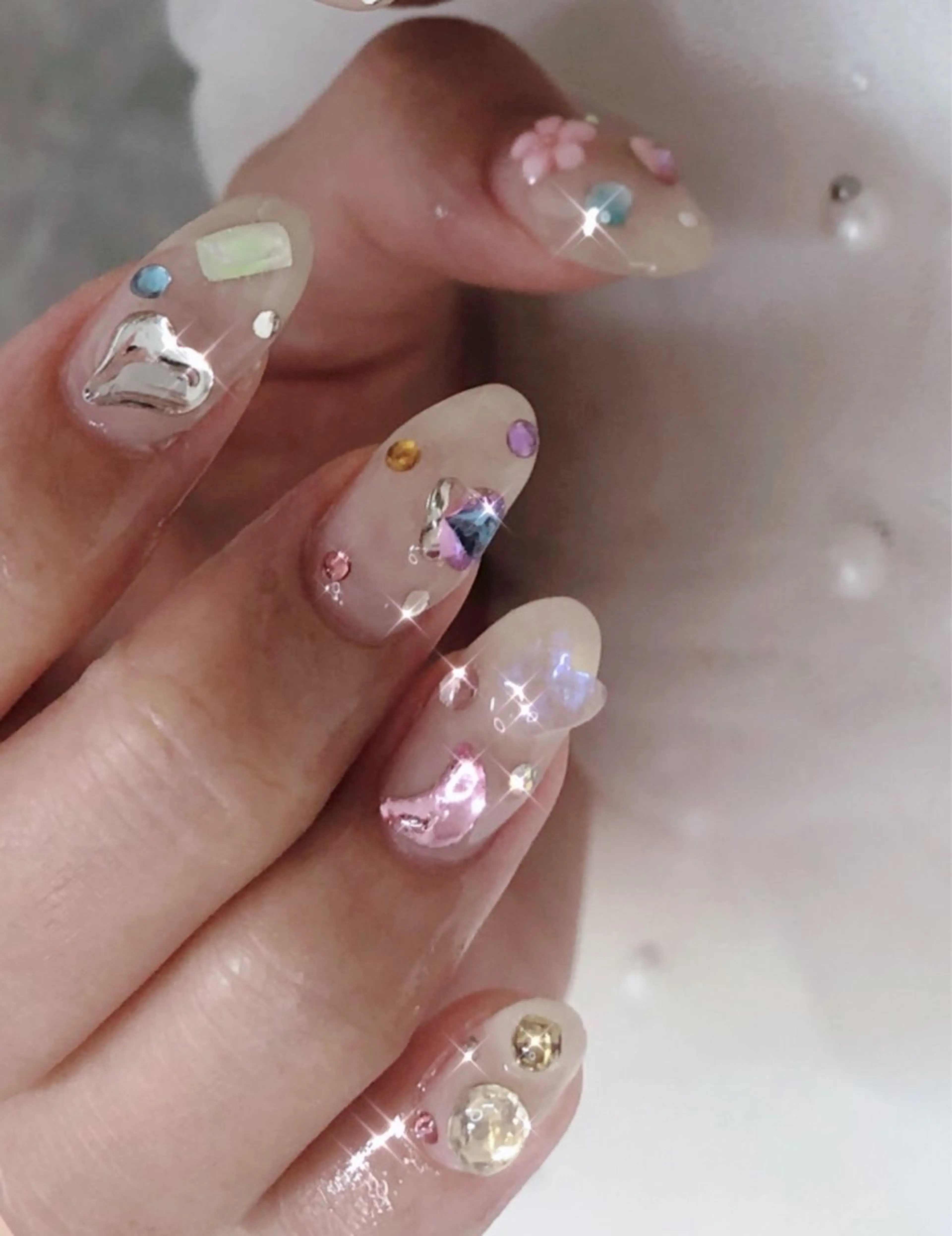 ネイル フットネイル フレンチネイル ジェルネイル ガラスフレンチ 韓国ネイル ハンドネイル ハンドケア 大門浜松町 ネイルのネイルデザイン