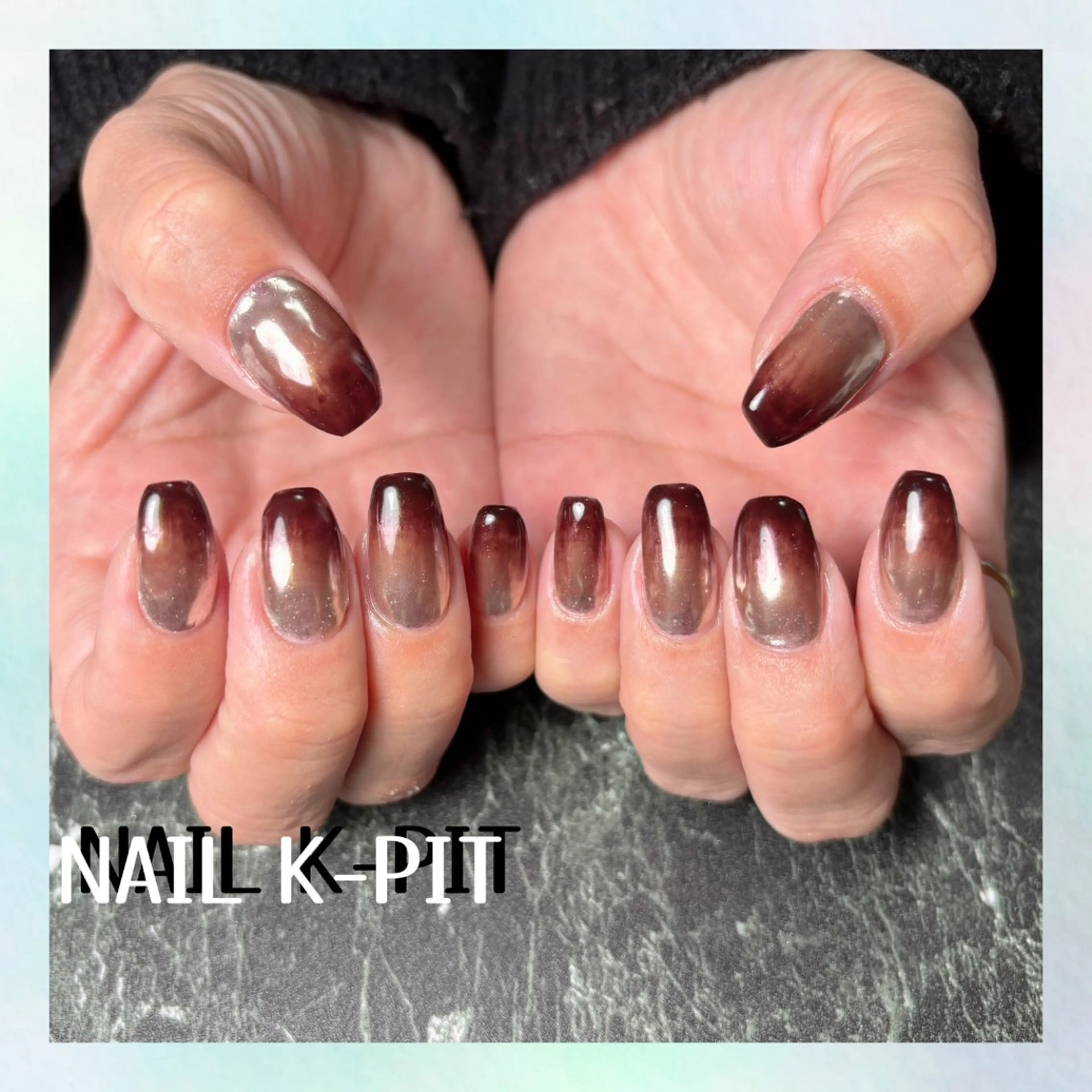 ネイル ブラウン フットネイル ジェルネイル グラデーション ミラーネイル ハンドネイル NAIL K-PIT ネイル ケーピットのネイルデザイン