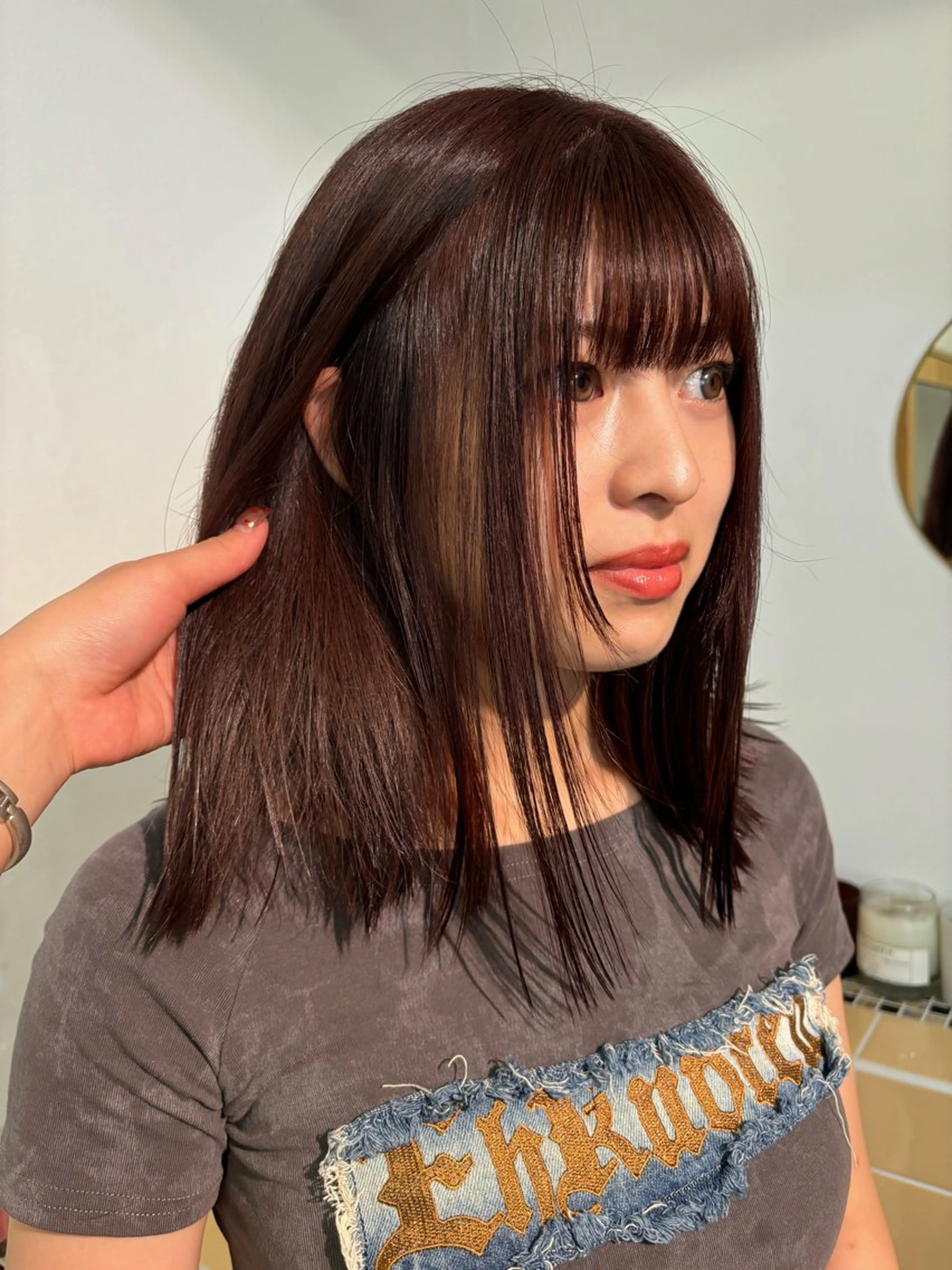 ミディアム カラー カット ヘアカラー トリートメント sakura🌸 レイヤー/nelkeのヘアスタイル