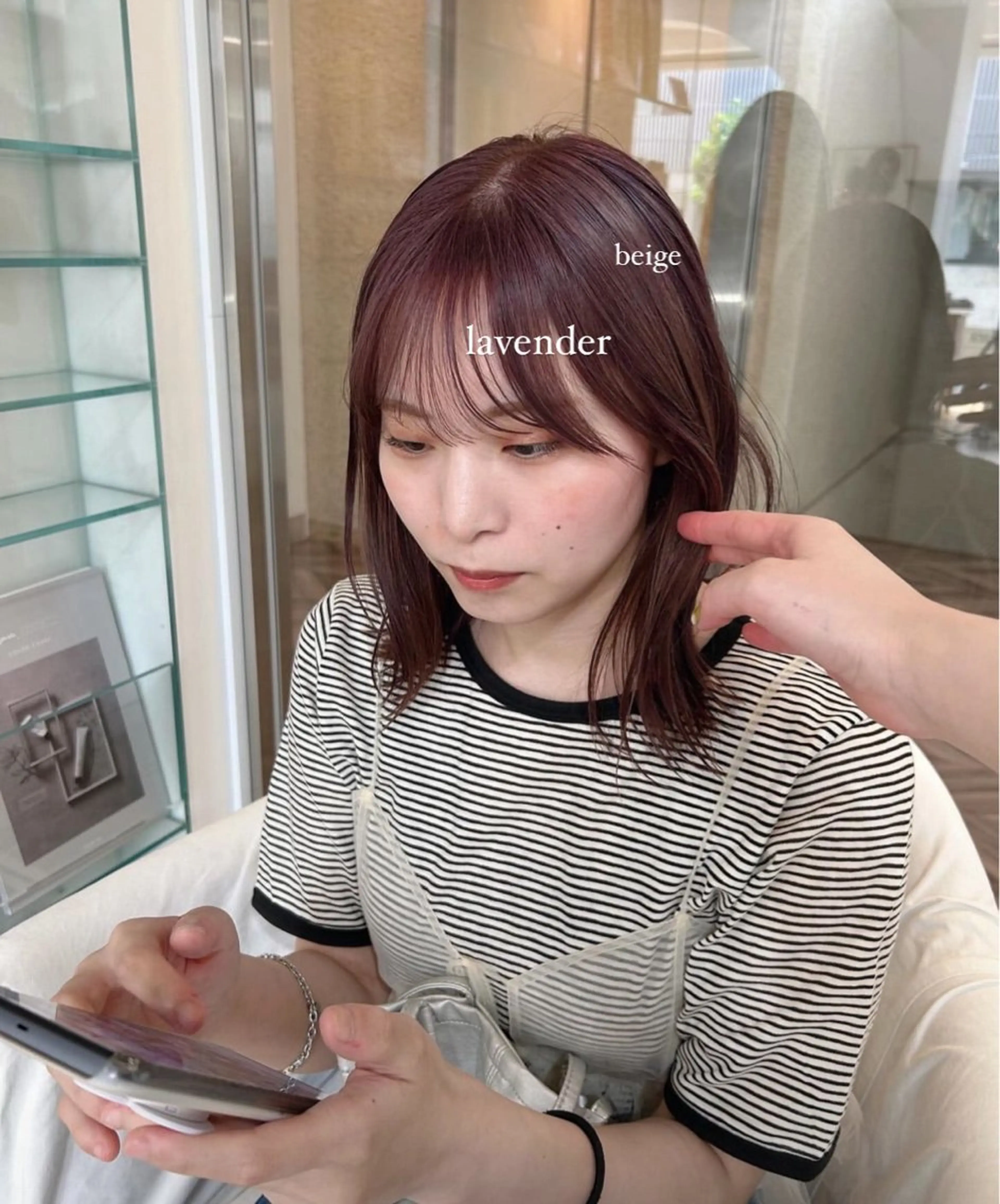 ミディアム カラー ラベンダーカラー ヘアカラー ありむらもえ/ インナーカラーのヘアスタイル