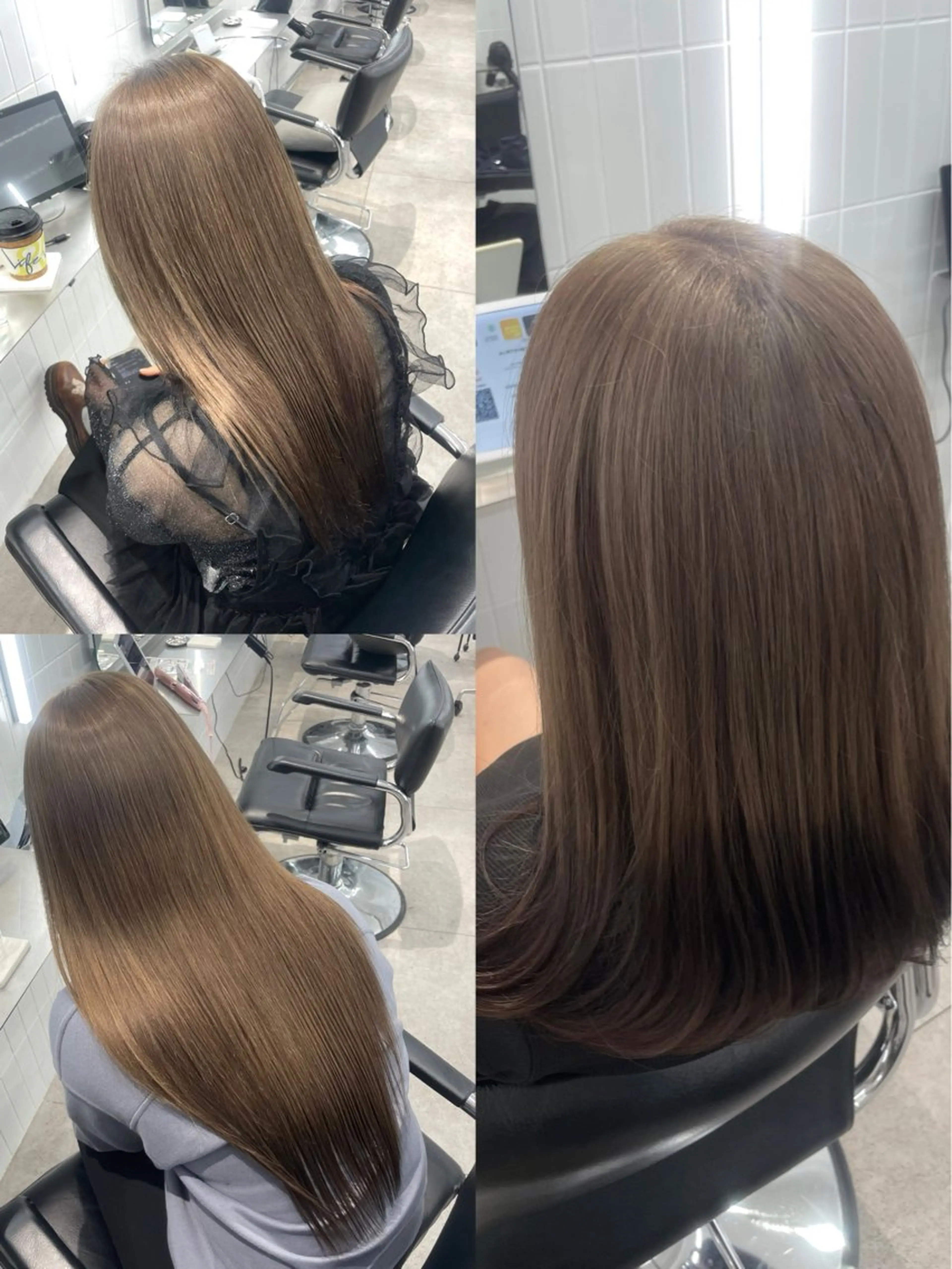 ロング カラー ベージュカラー ブリーチ ブラウンカラー グレージュ ハイトーンカラー ヘアカラー 🌊海外ハイライト リタッチ/グレー系のヘアスタイル