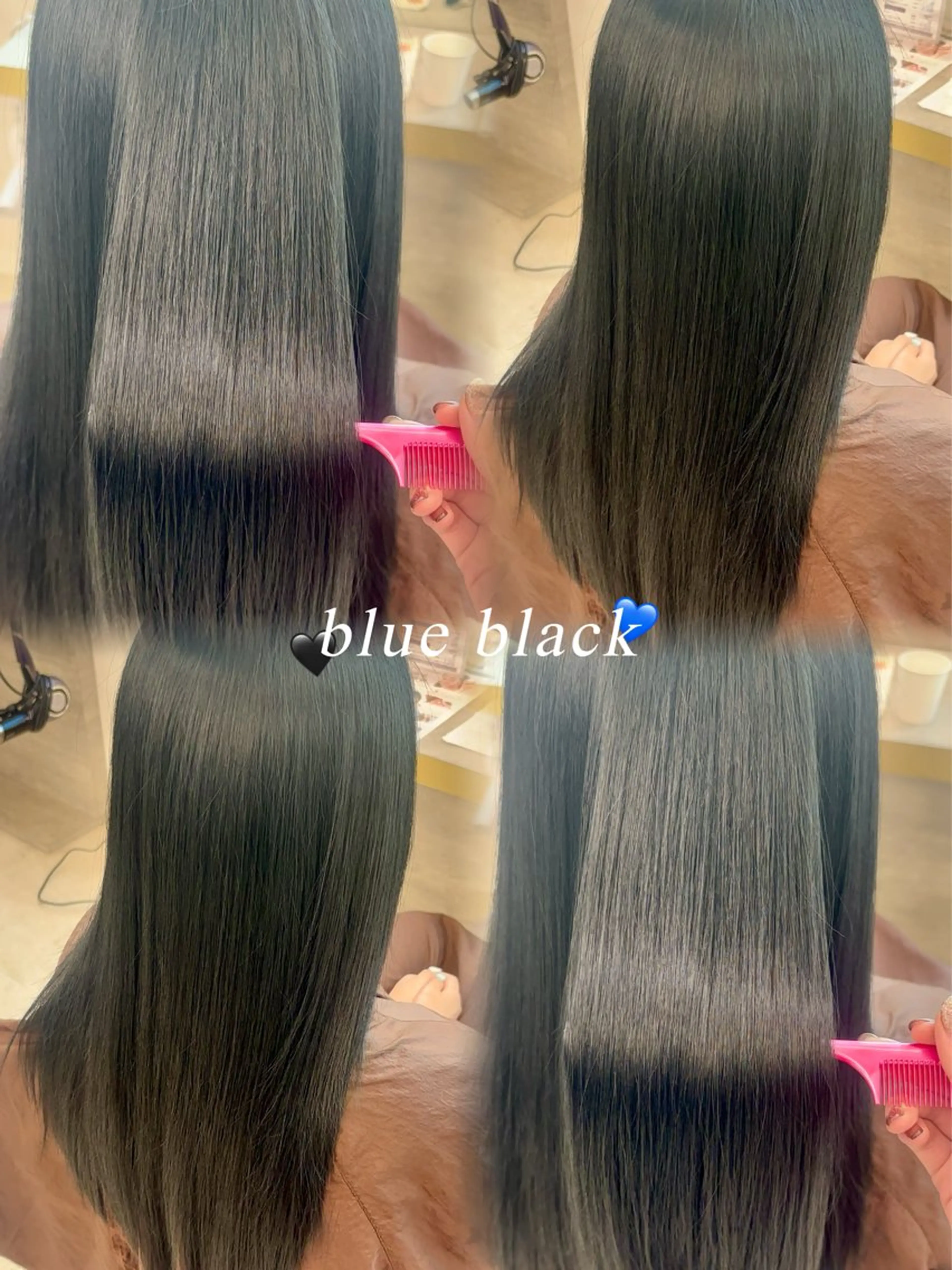 ロング カラー 黒髪 ブルーカラー ブルーブラック 透明感カラー イルミナカラー ヘアカラー トリートメント 暖色/髪質改善/ ツヤ髪🎀本田愛来のヘアスタイル