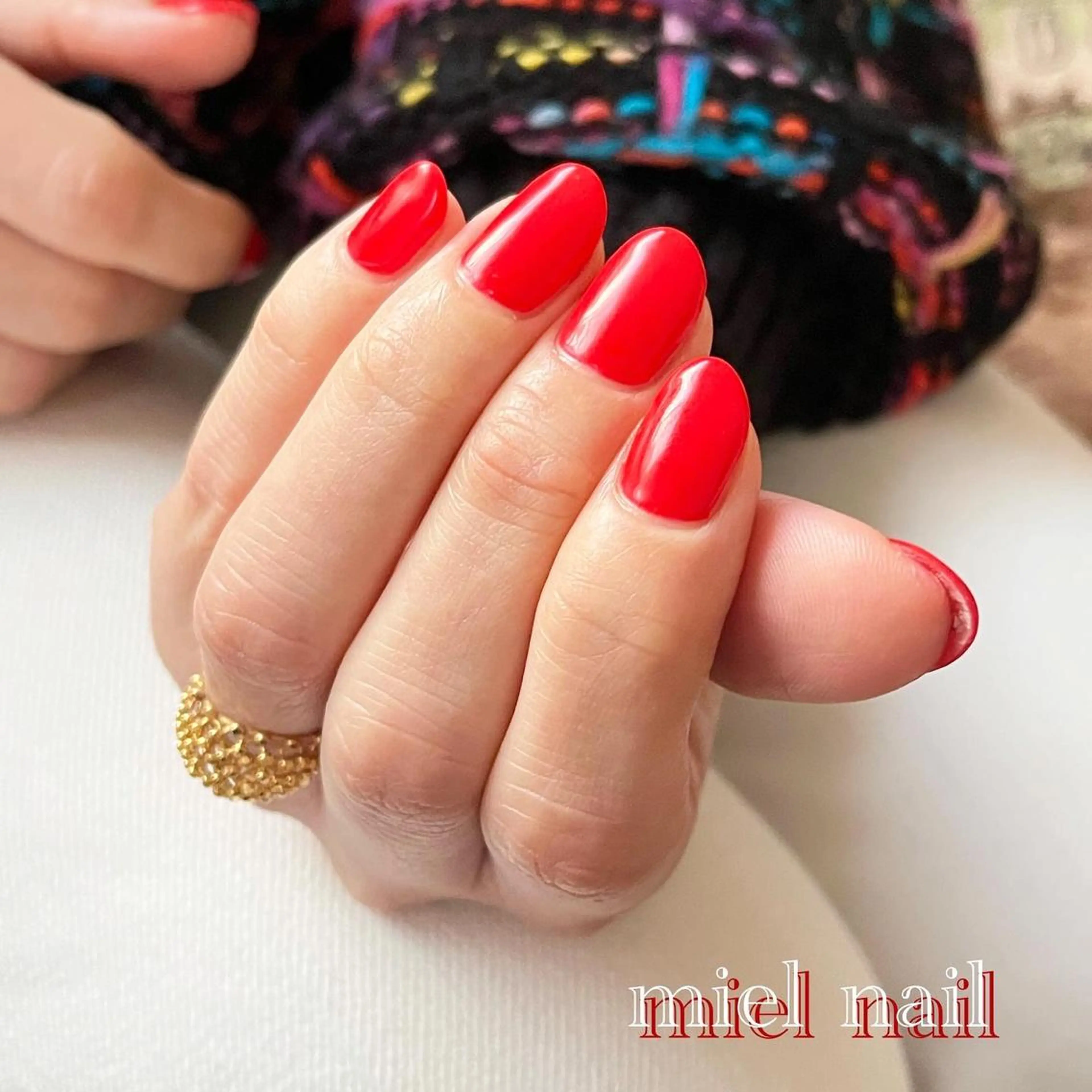 ネイル 赤色 春ネイル ハンドネイル miel nailのネイルデザイン