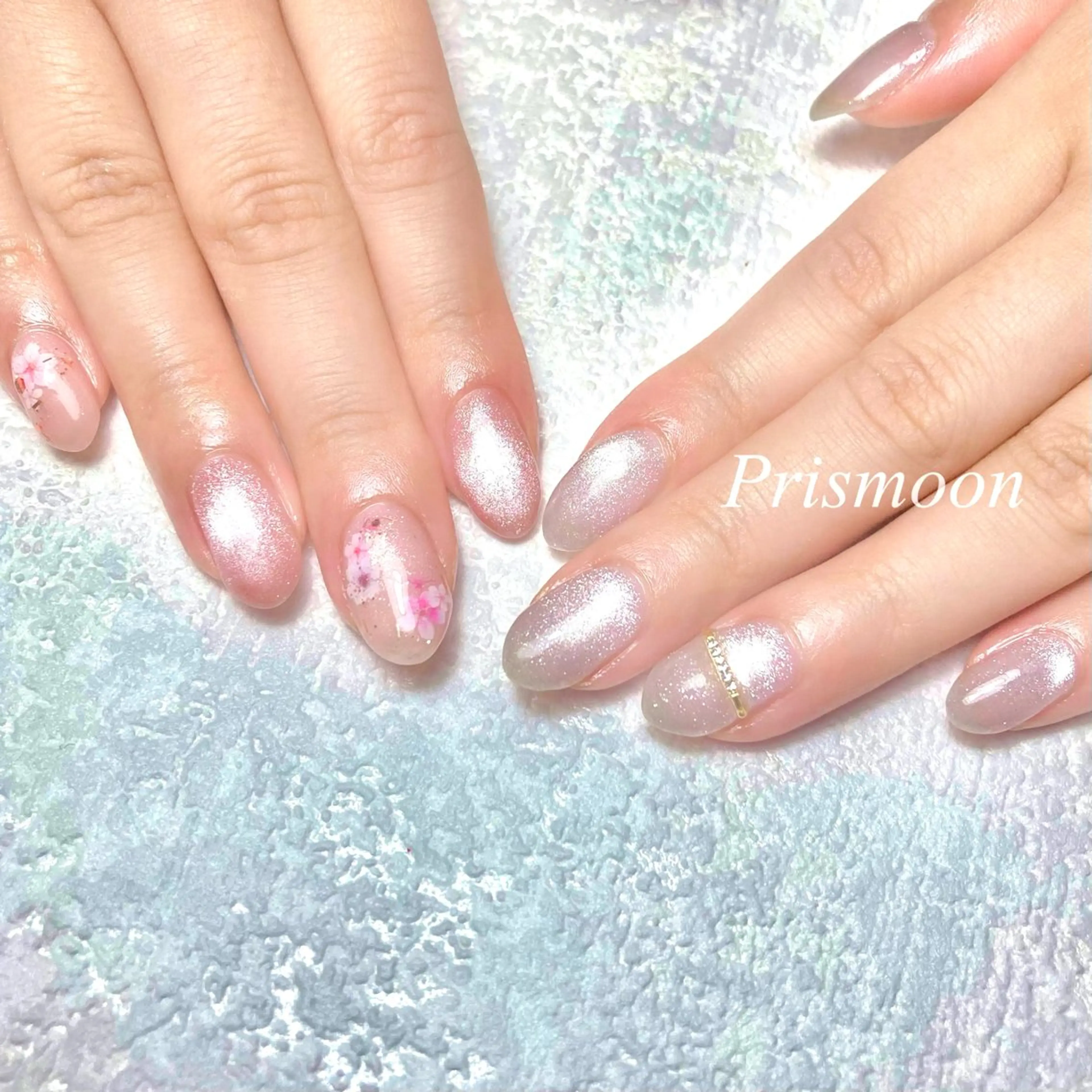 ネイル 桜ネイル マグネットネイル Prismoon  Nail所属・Prismoon Nailのネイルデザイン