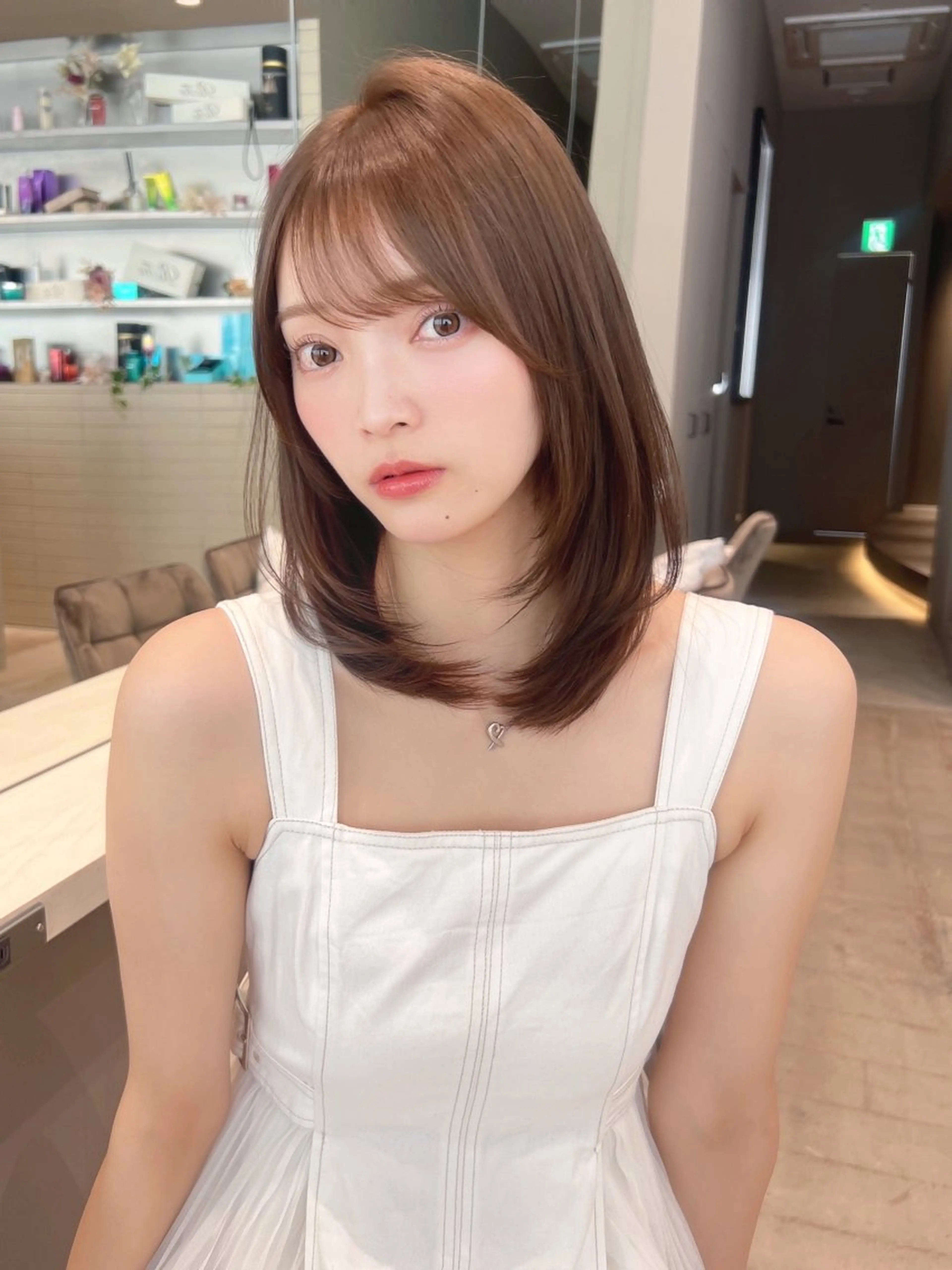 ミディアム 韓国風ヘア カット ヘアカラー トリートメント 🌷透明感カラー🌷 内田零菜のヘアスタイル