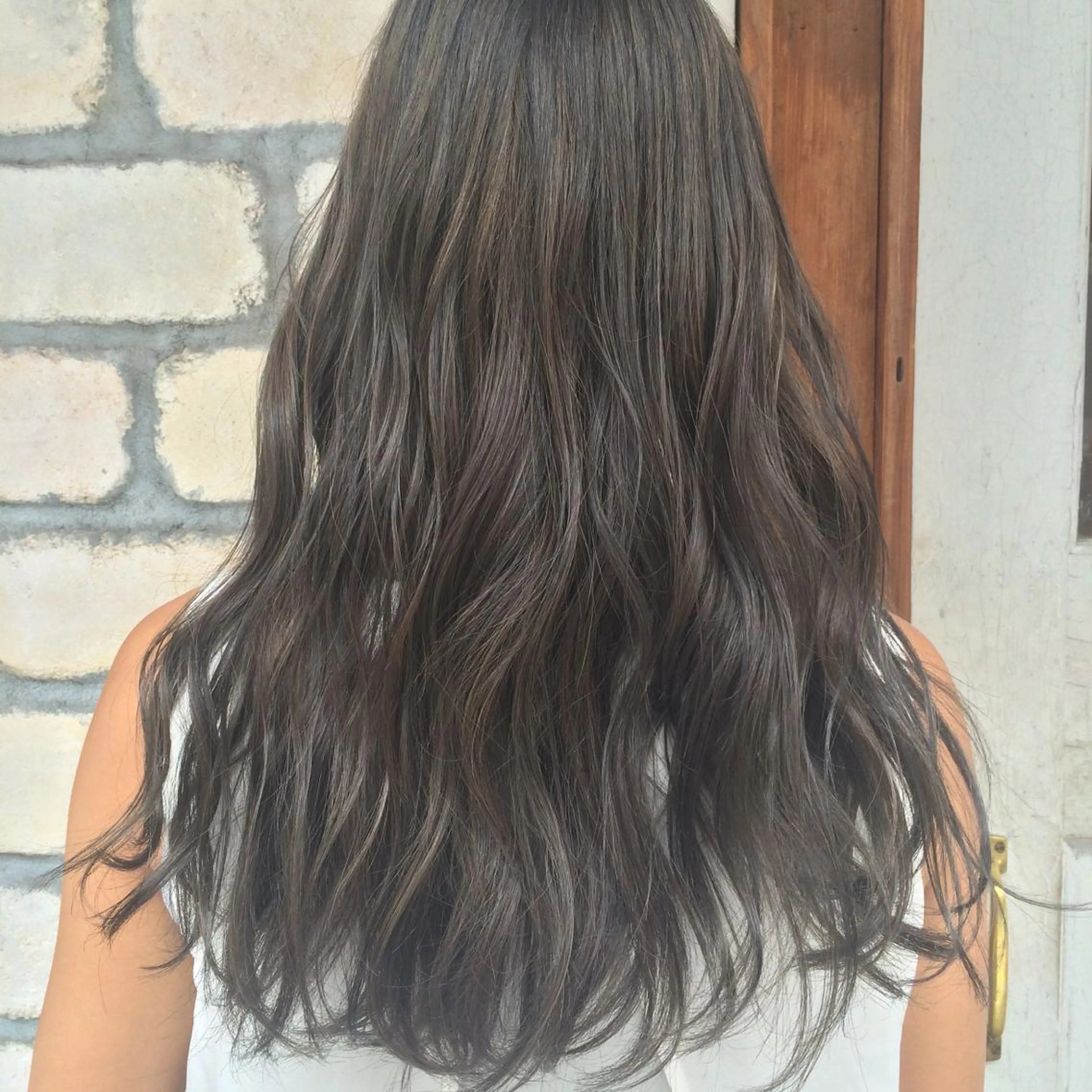 ロング カラー グレージュ ハイライトカラー ハイライト emme エミィ/立川のヘアスタイル