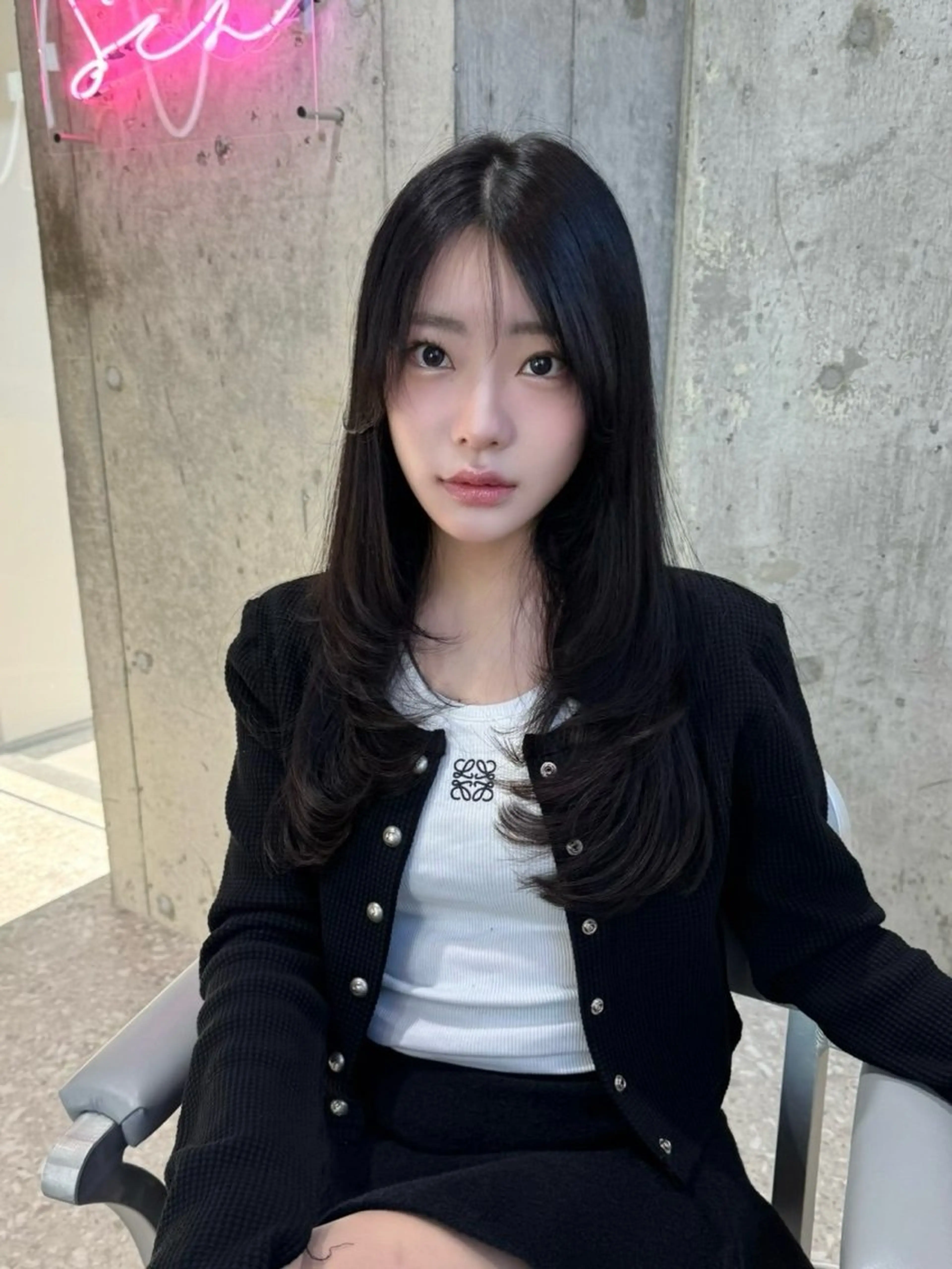 ロング 顔まわりレイヤー 顔周りカット 韓国風ヘア レイヤーカット カット トリートメント レイヤー/ボブ/ 髪質改善/梶川 夏季のヘアスタイル