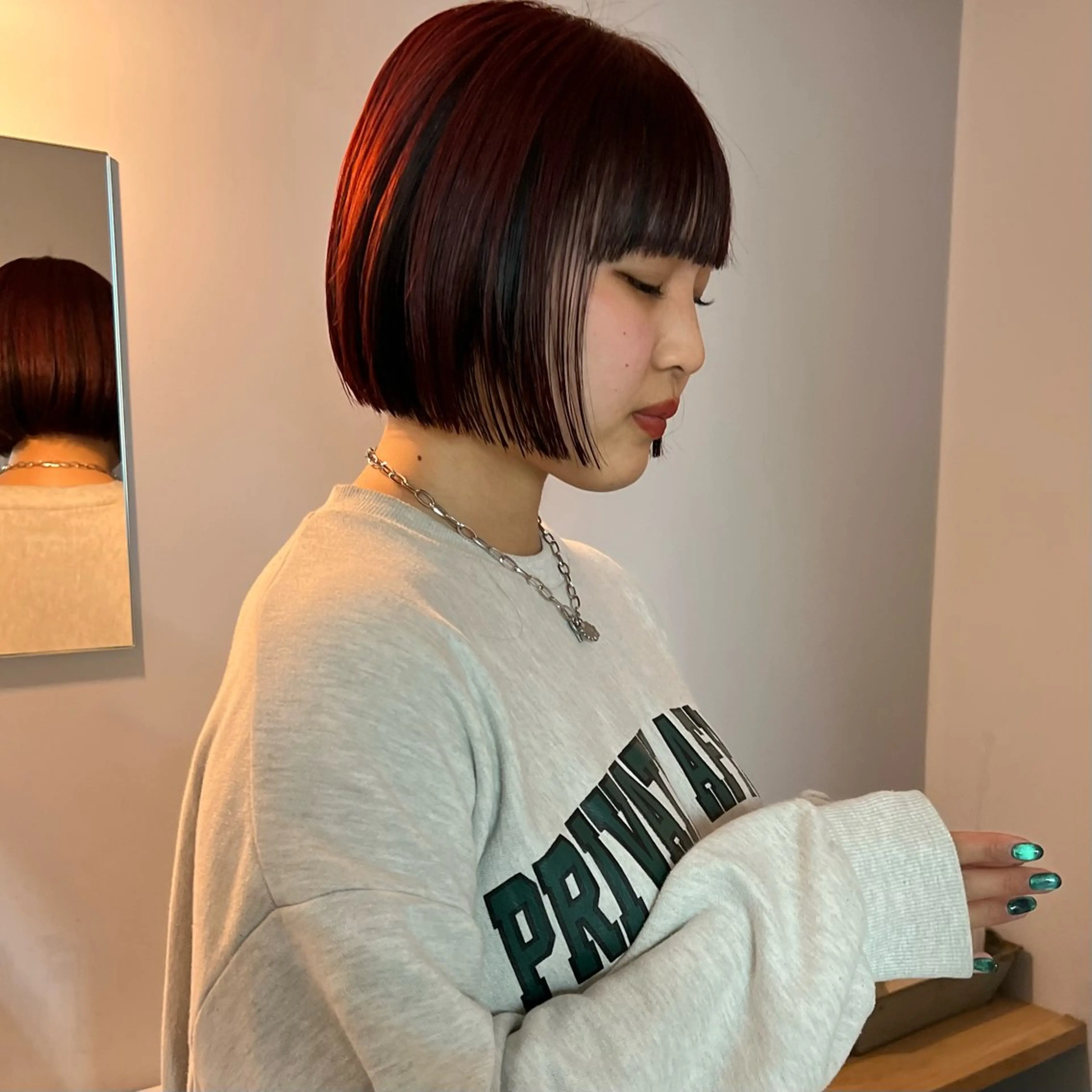 ミディアム 舟橋耀/ブリーチカラ ー/レイヤーカットのヘアスタイル