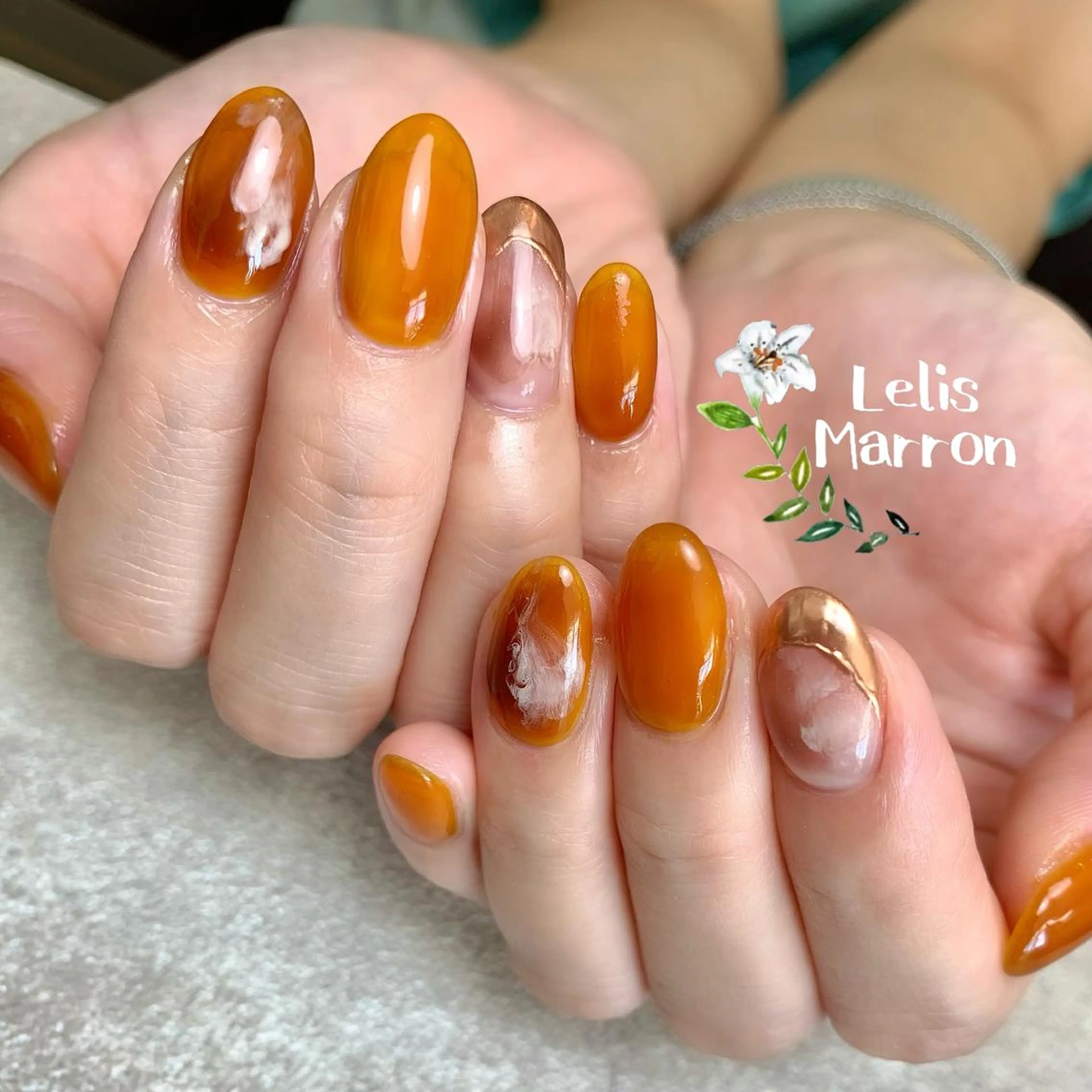 ネイル アートネイル べっ甲ネイル フレンチネイル ミラーネイル ニュアンスネイル Lelis Marron所属・岸 侑李のネイルデザイン