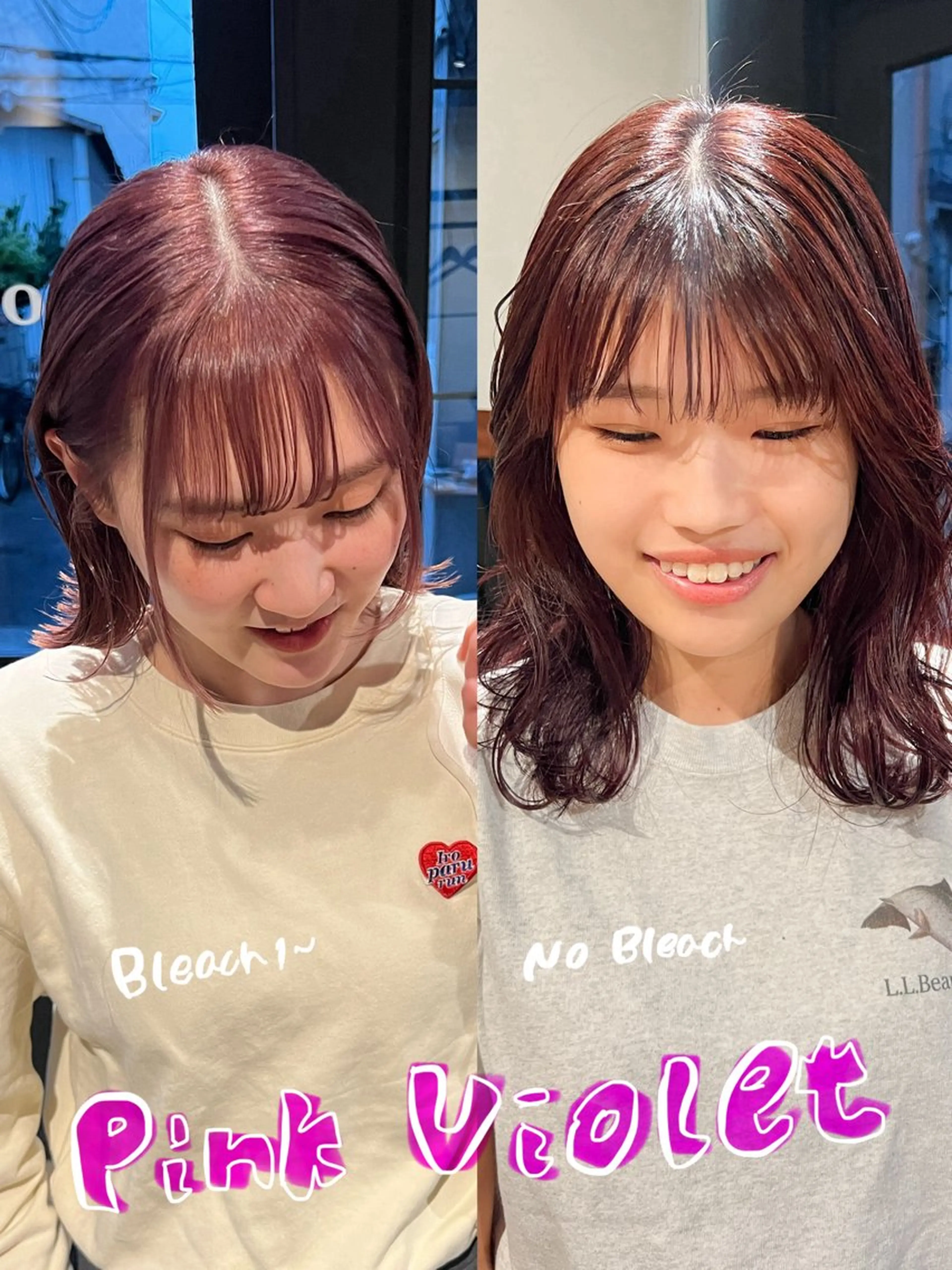 ロング カラー ブリーチ ピンクカラー バイオレットカラー 野々村 朋美のヘアスタイル